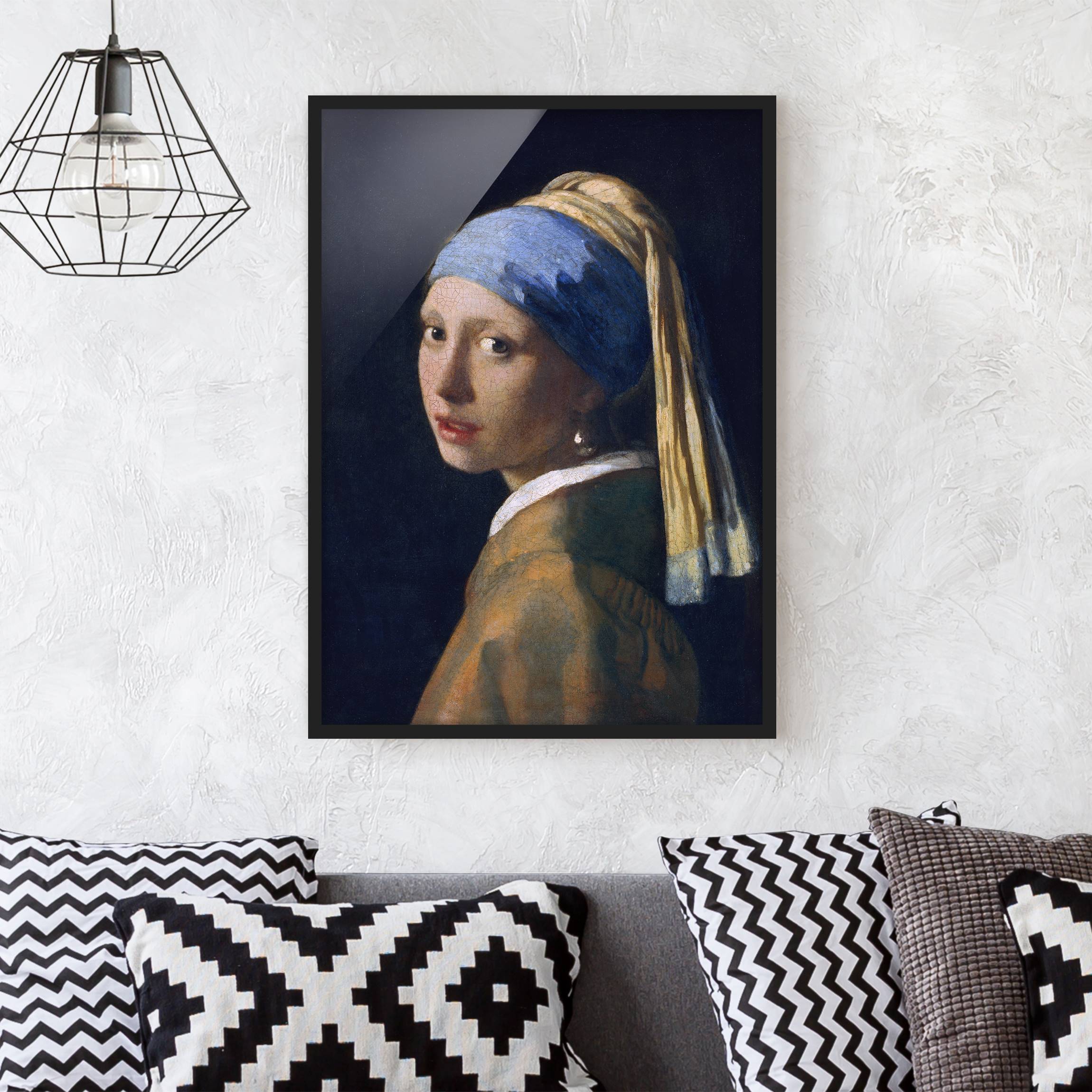 Bild mit Rahmen - Hochformat Jan Vermeer van Delft - Das Mädchen mit dem Perlenohrgehänge