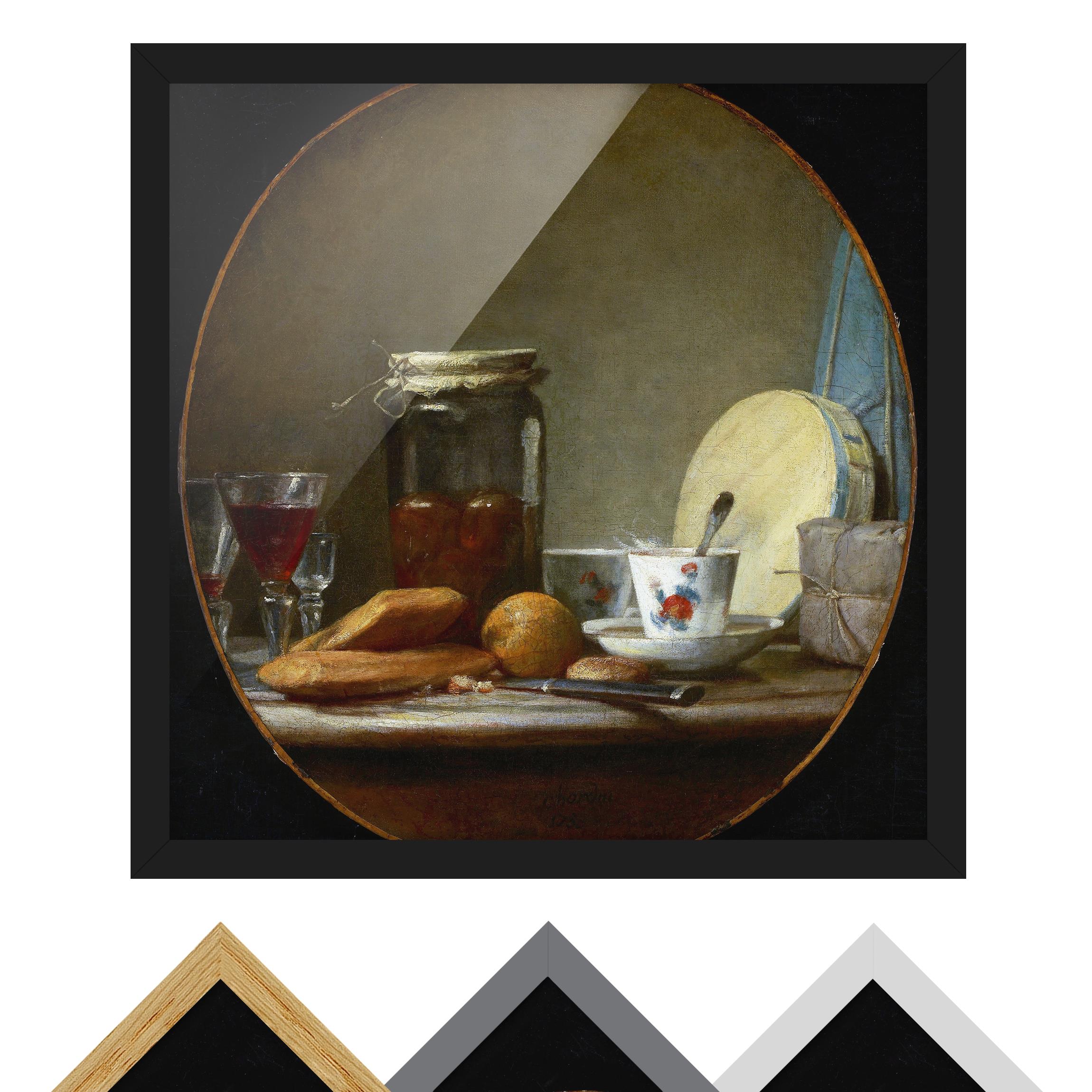 Kunstdruck mit Rahmen Jean-Baptiste Siméon Chardin - Glas mit Aprikosen
