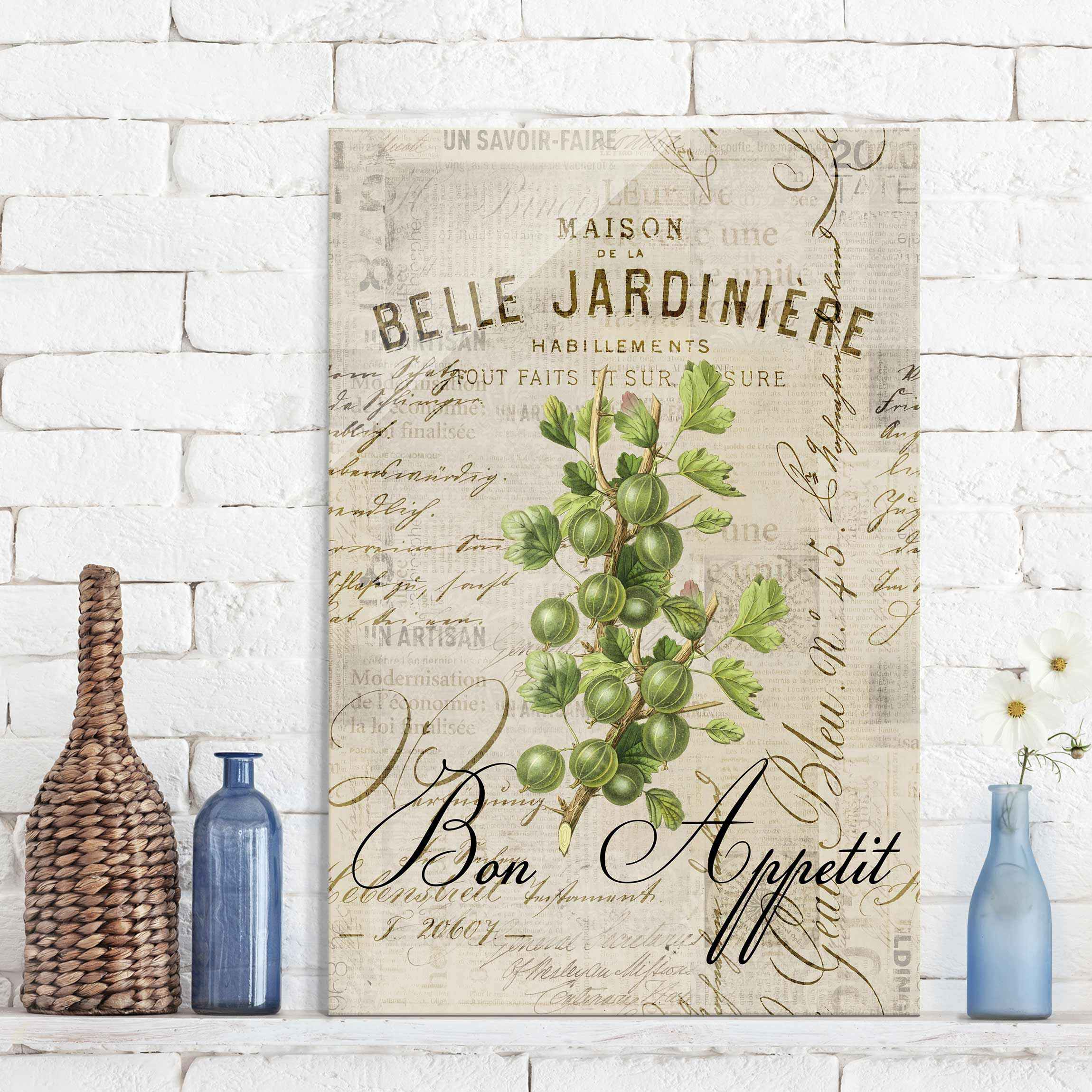 Glasbild Shabby Chic Collage - Stachelbeere