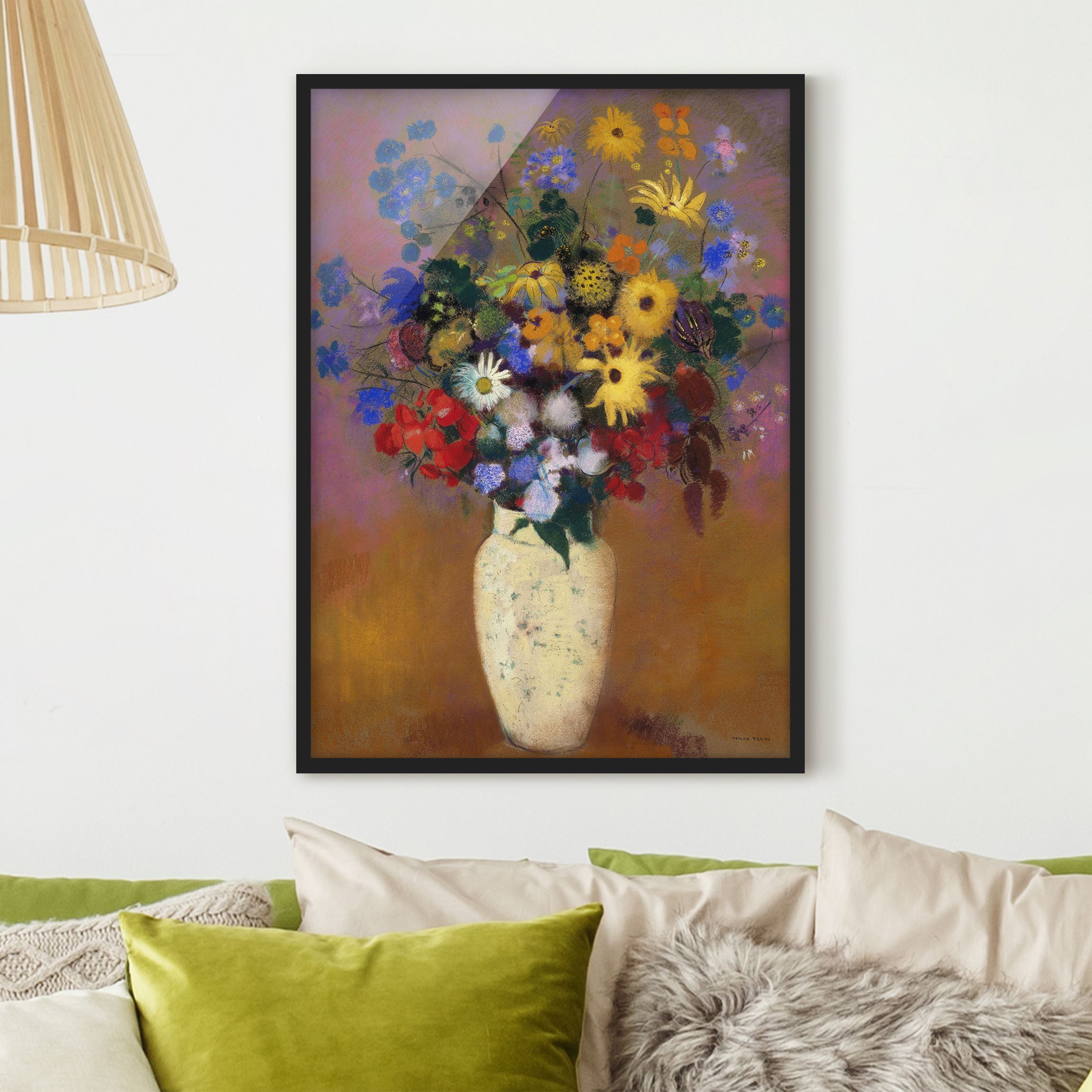 Bild mit Rahmen - Hochformat Odilon Redon - Blumen in einer Vase