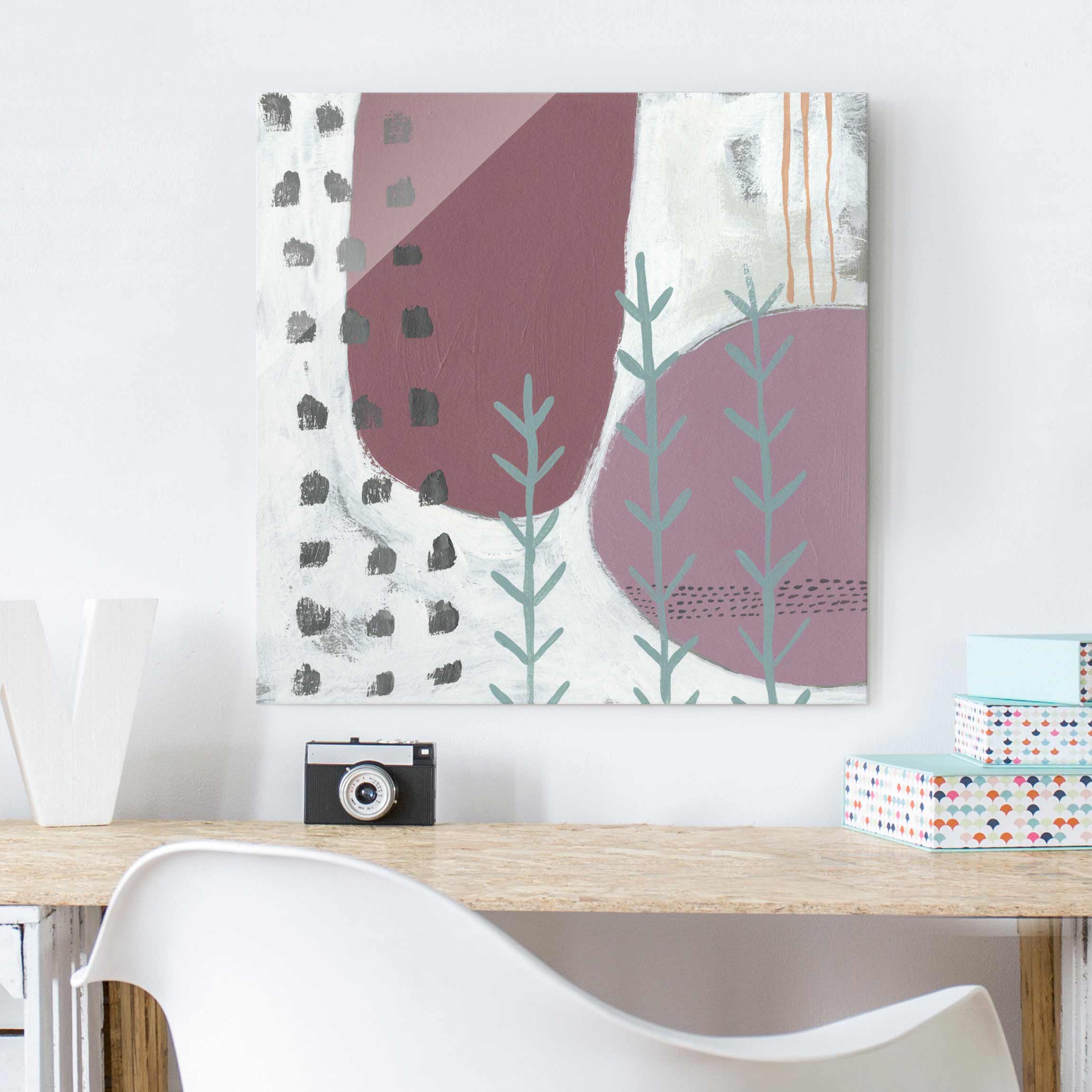 Glasbild - Quadrat Karneval der Formen in Beere III