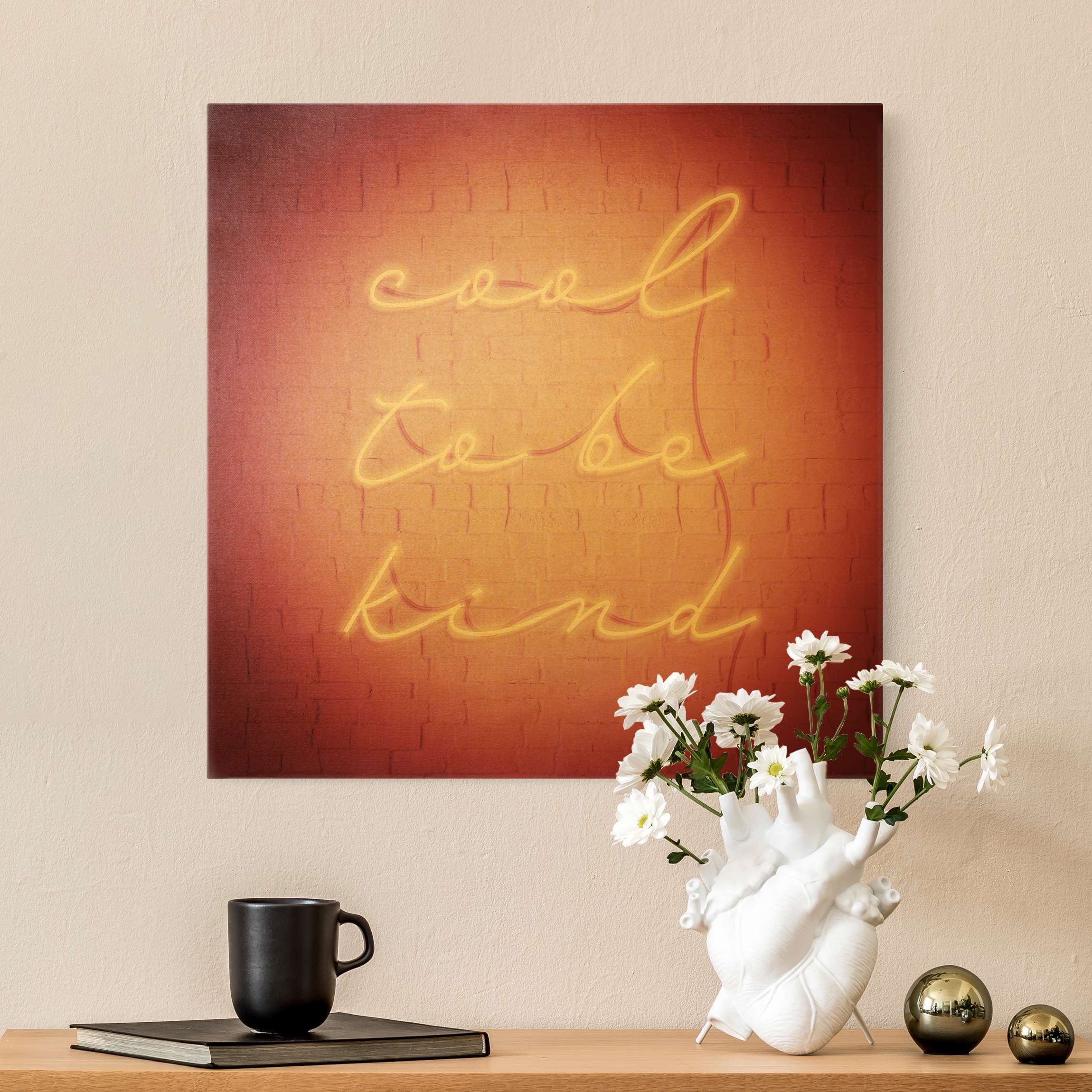 Leinwandbild Gold Neon Schriftzug - cool to be kind