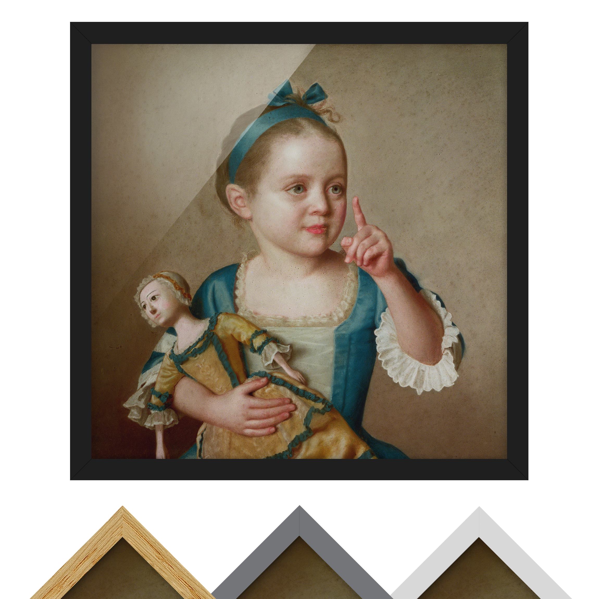 Bild mit Rahmen - Quadrat Jean Etienne Liotard - Mädchen mit Puppe