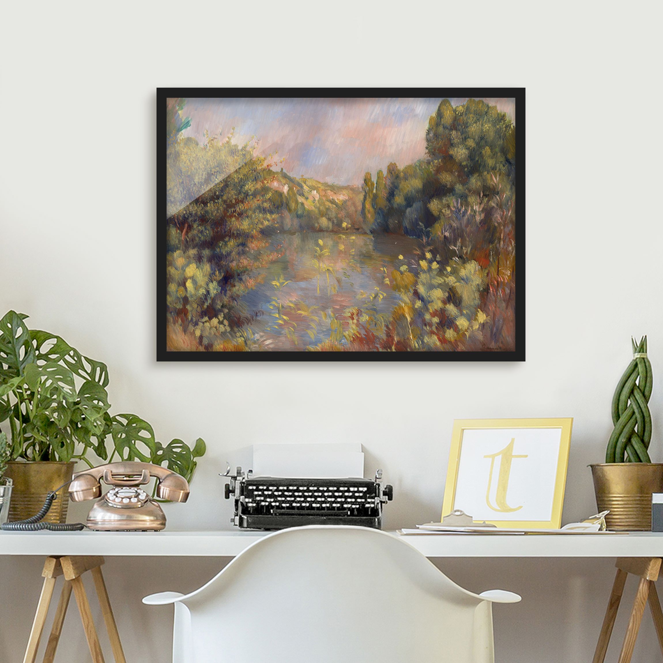 Bild mit Rahmen - Querformat Auguste Renoir - Landschaft mit See