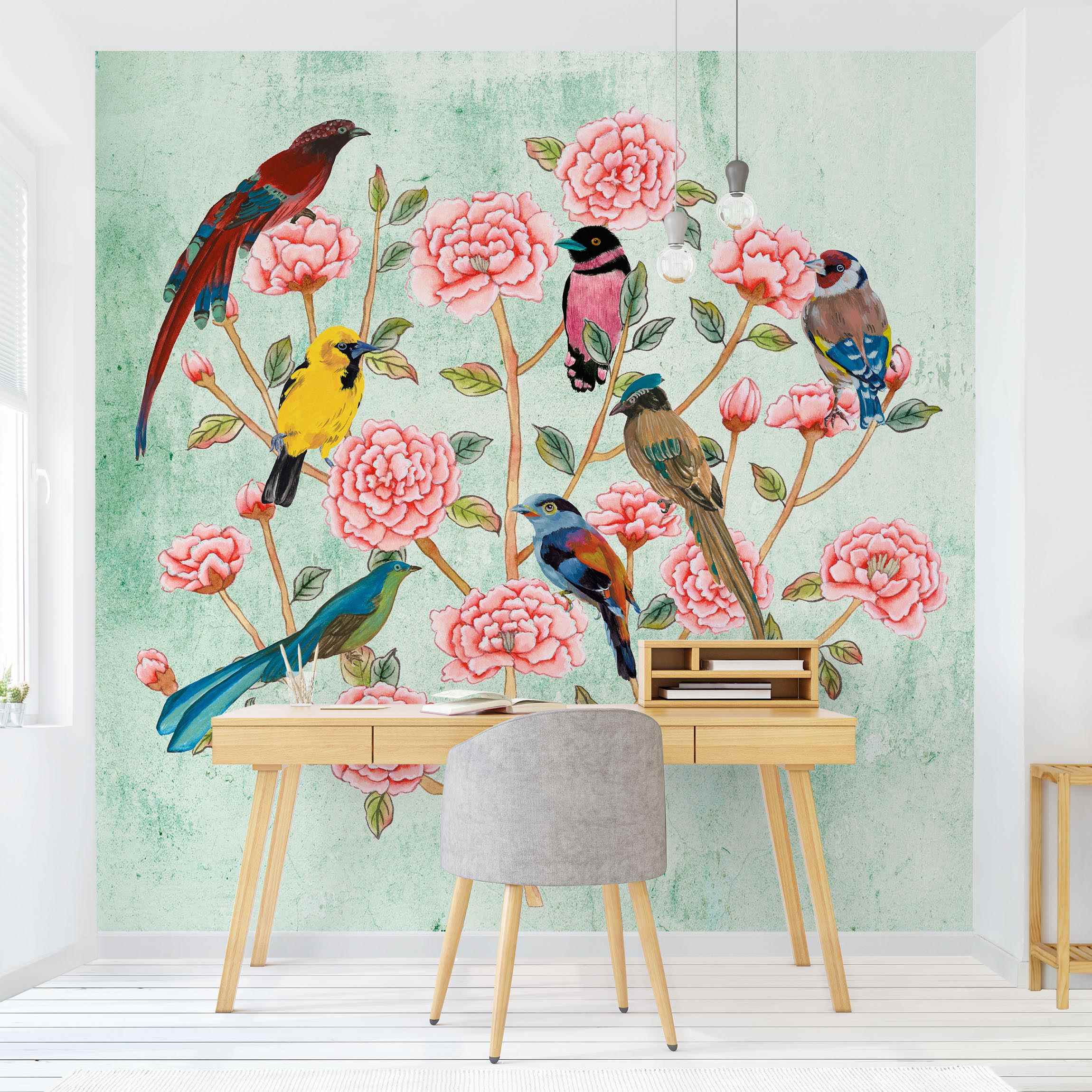 Fototapete Chinoiserie Collage in Mint