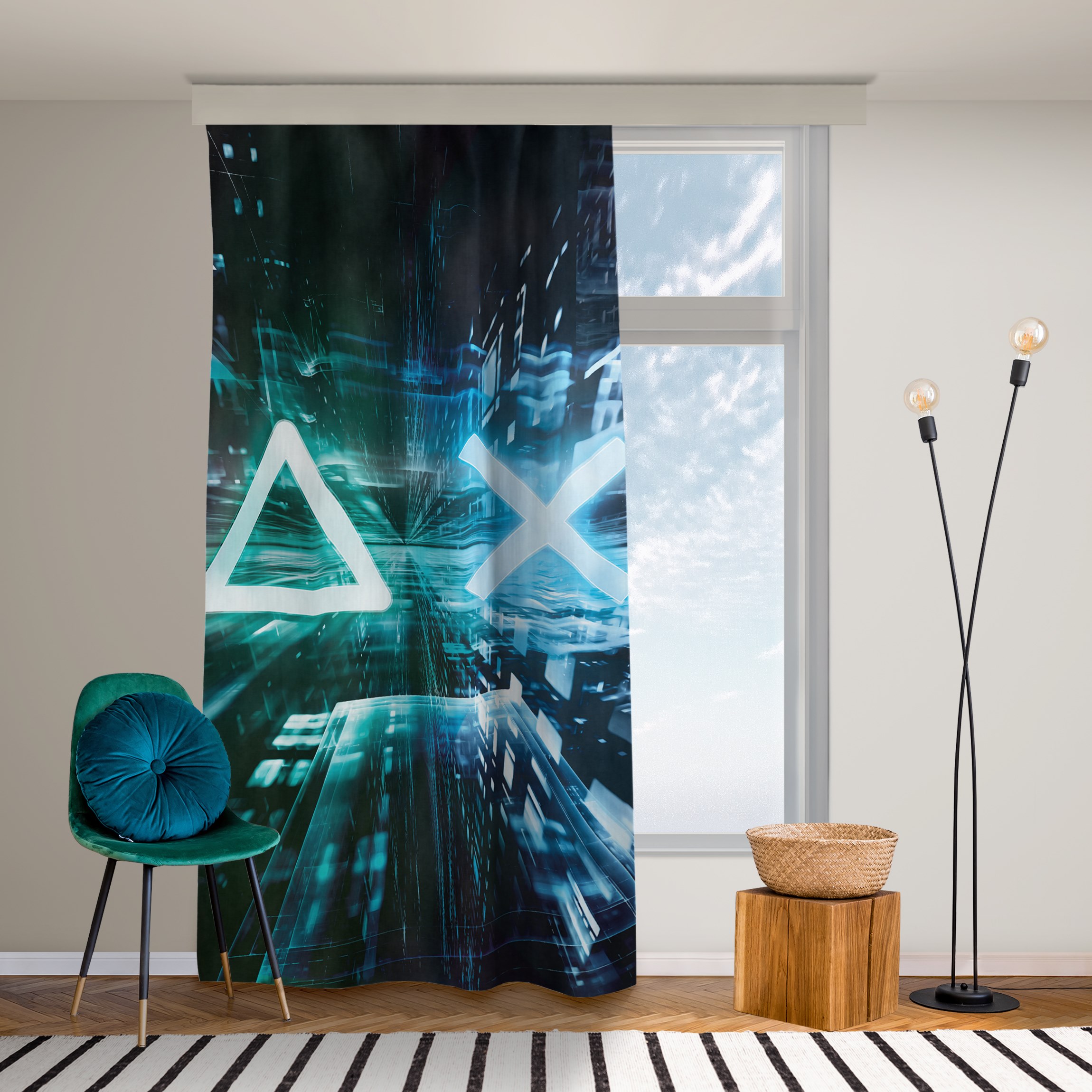 Vorhang Controller Symbole im Lichtermeer