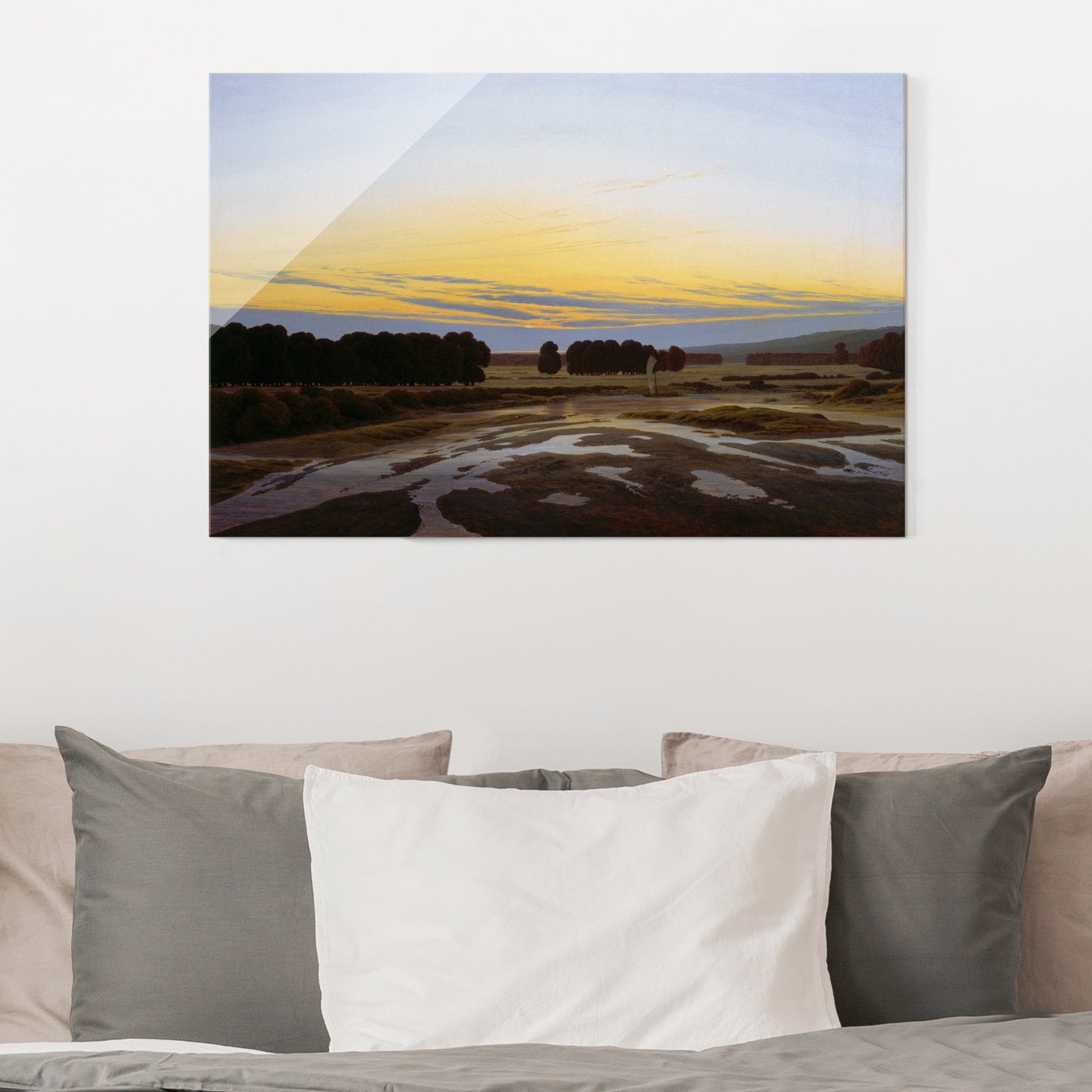 Glasbild Kunstdruck Caspar David Friedrich - Das grosse Gehege