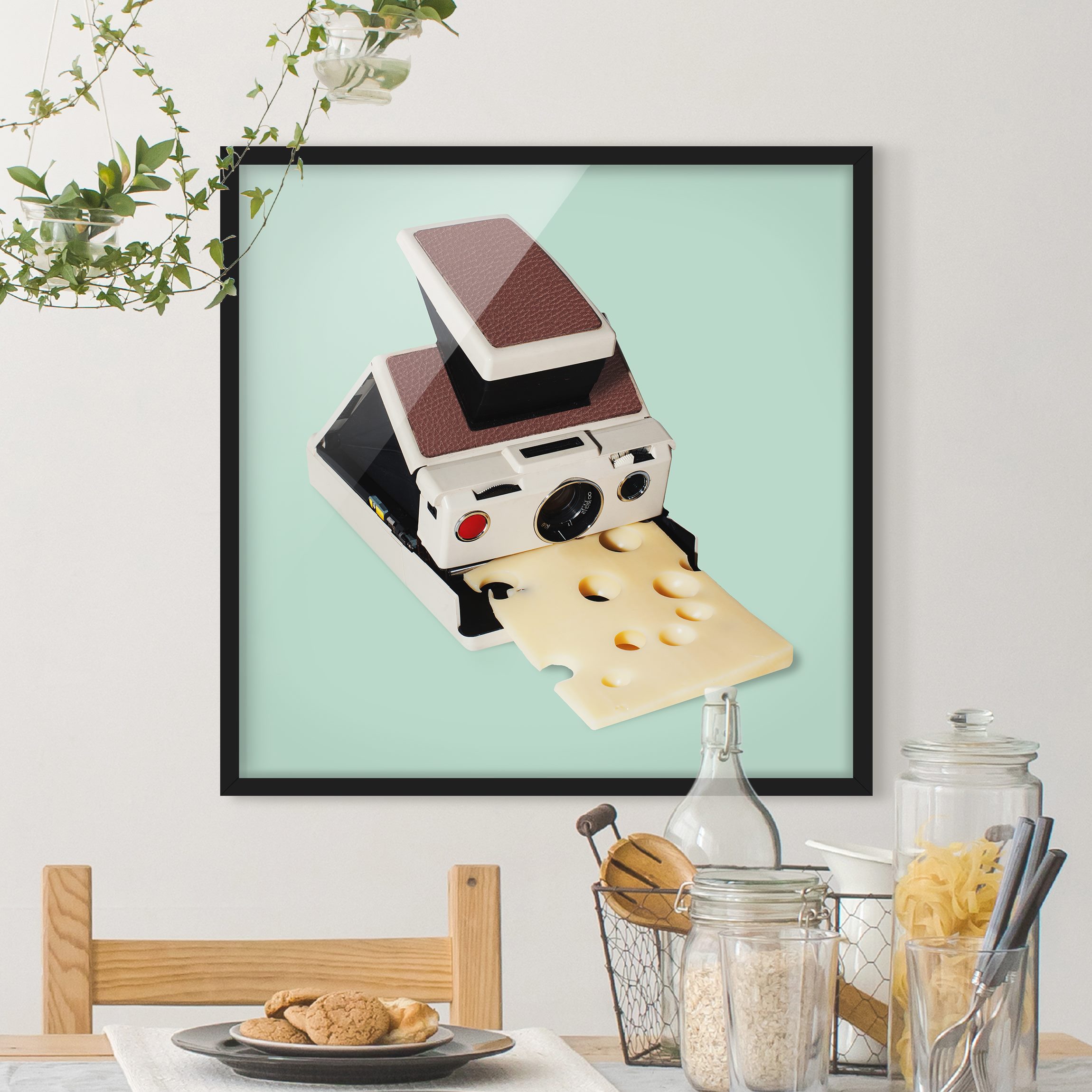 Bild mit Rahmen - Quadrat Kamera mit Käse