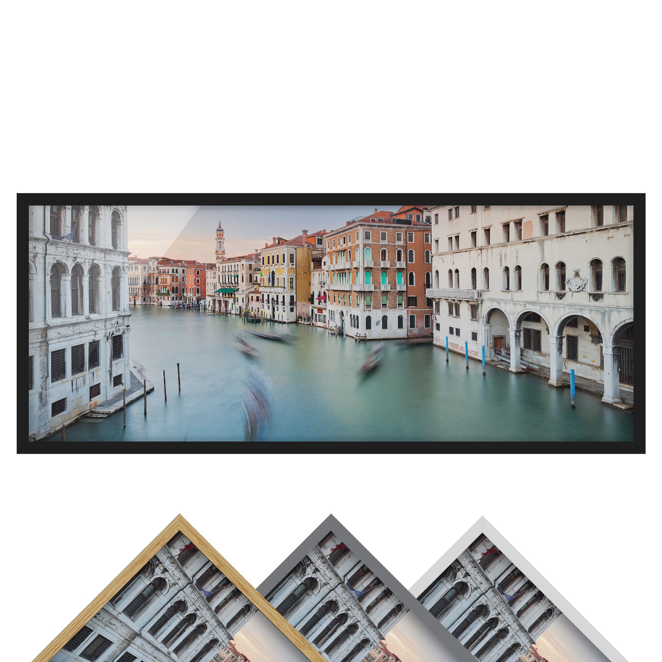 Bild mit Rahmen - Panorama Canale Grande Blick von der Rialtobrücke Venedig