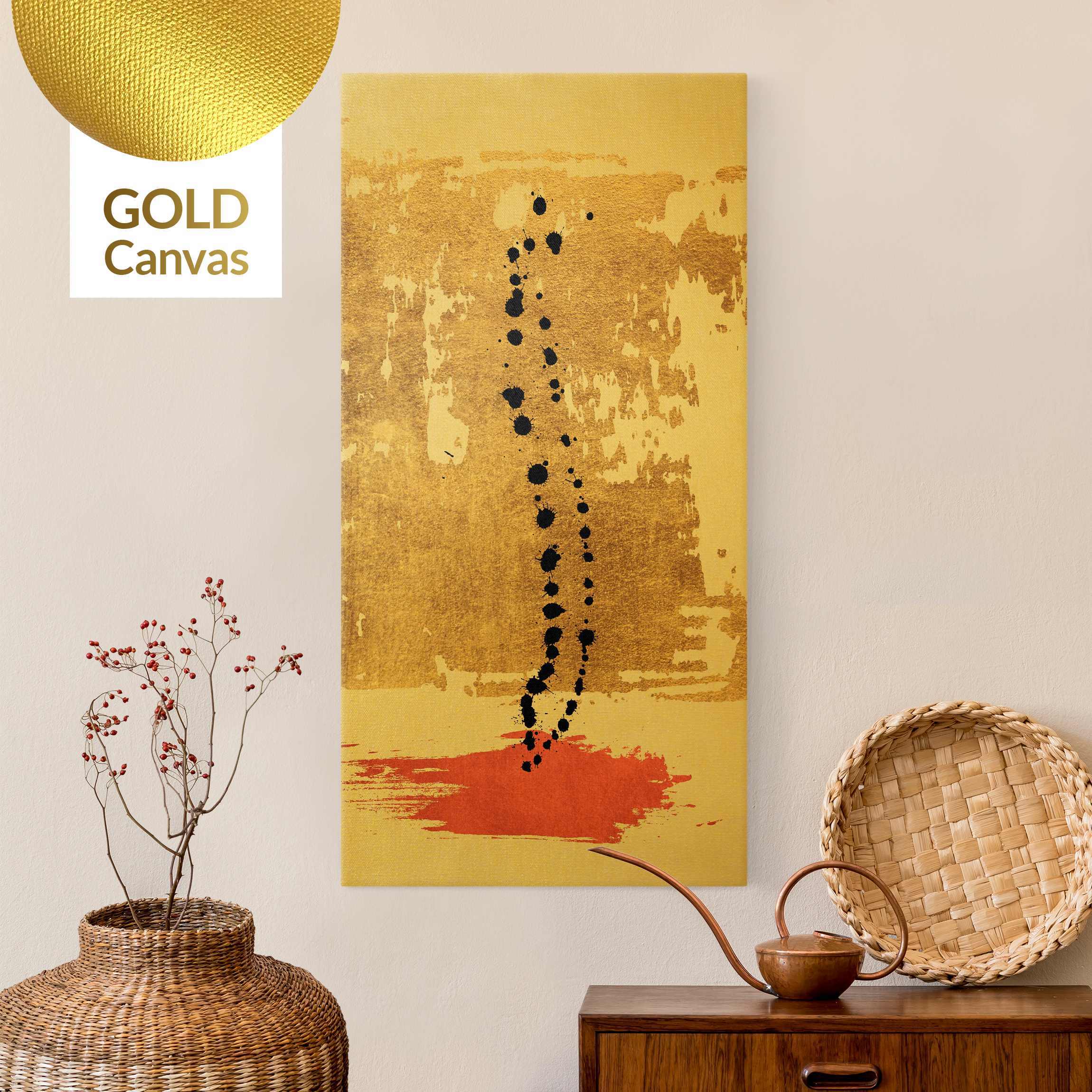 Leinwandbild Gold Abstrakte Formen - Gold und Rosa