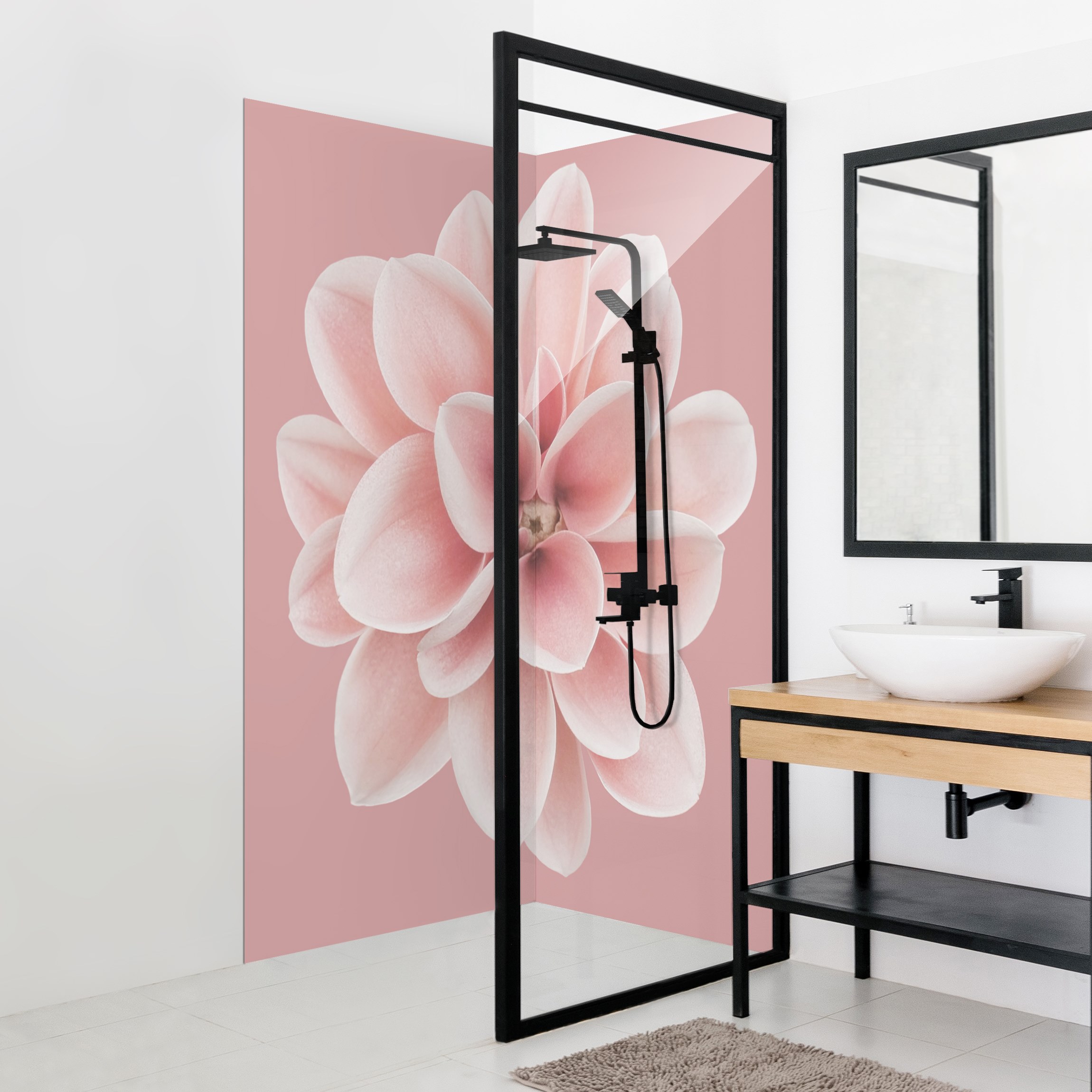 Duschrückwand Dahlie Rosa Blush Blume Zentriert