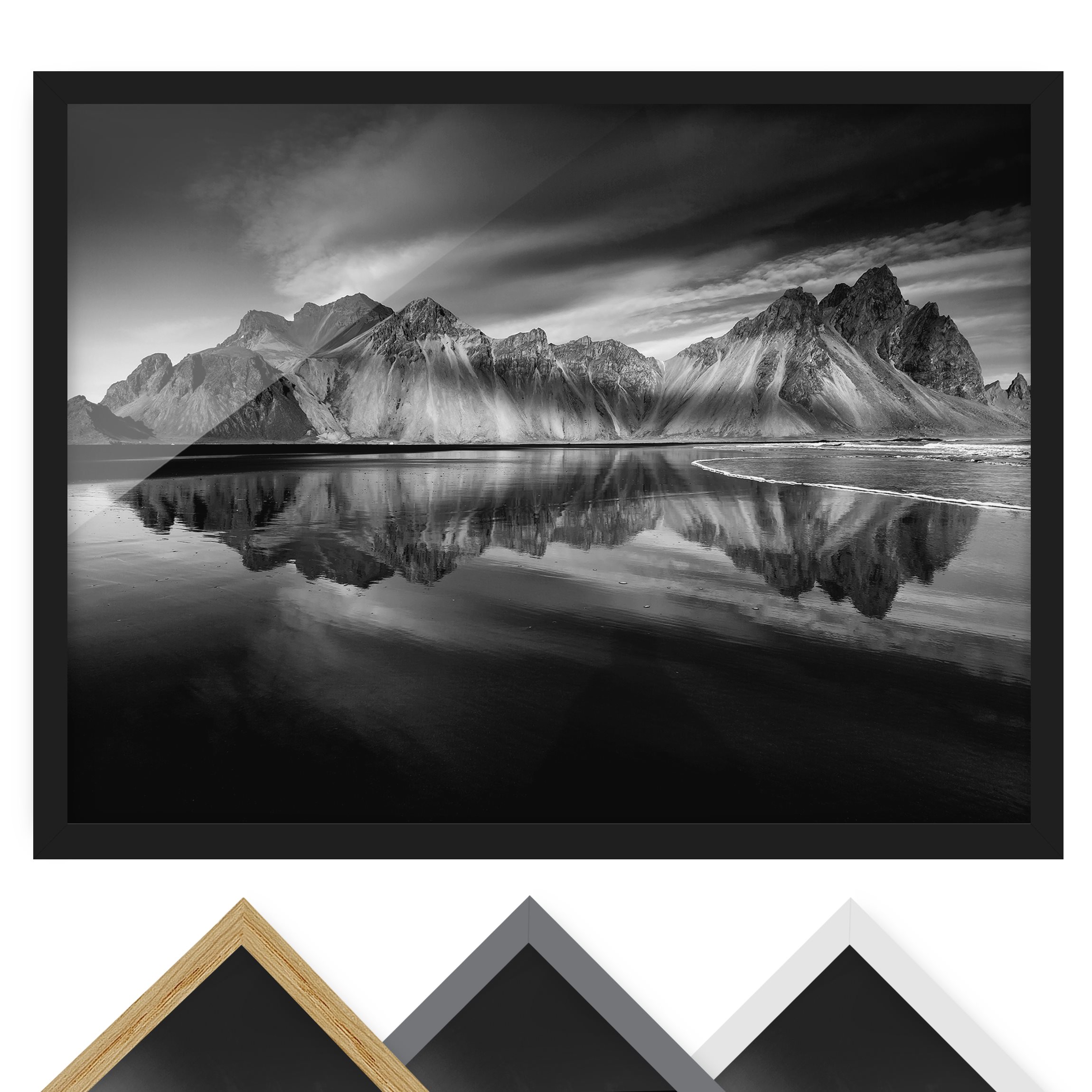 Bild mit Rahmen - Querformat Vesturhorn in Island
