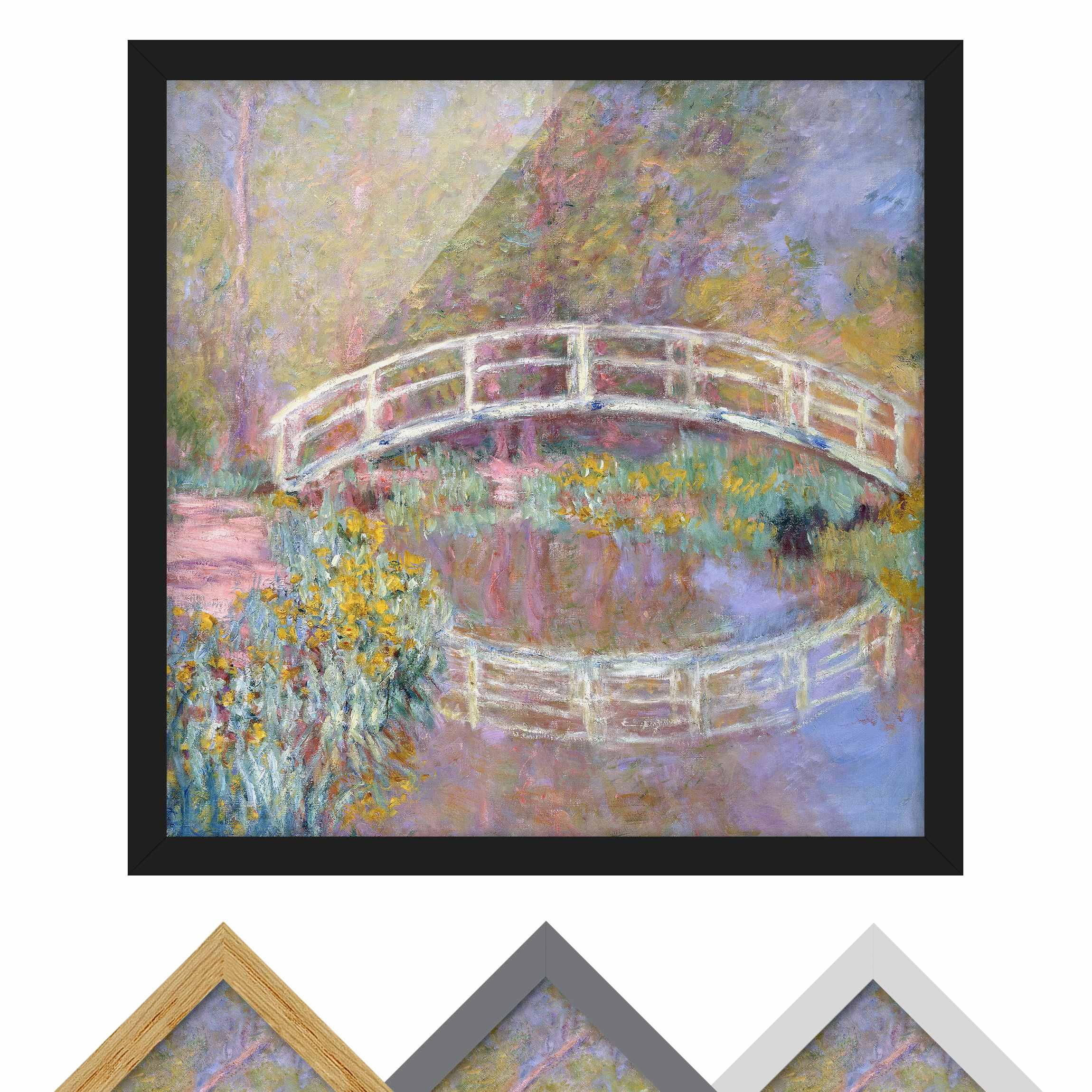Bild mit Rahmen - Quadrat Claude Monet - Brücke Monets Garten