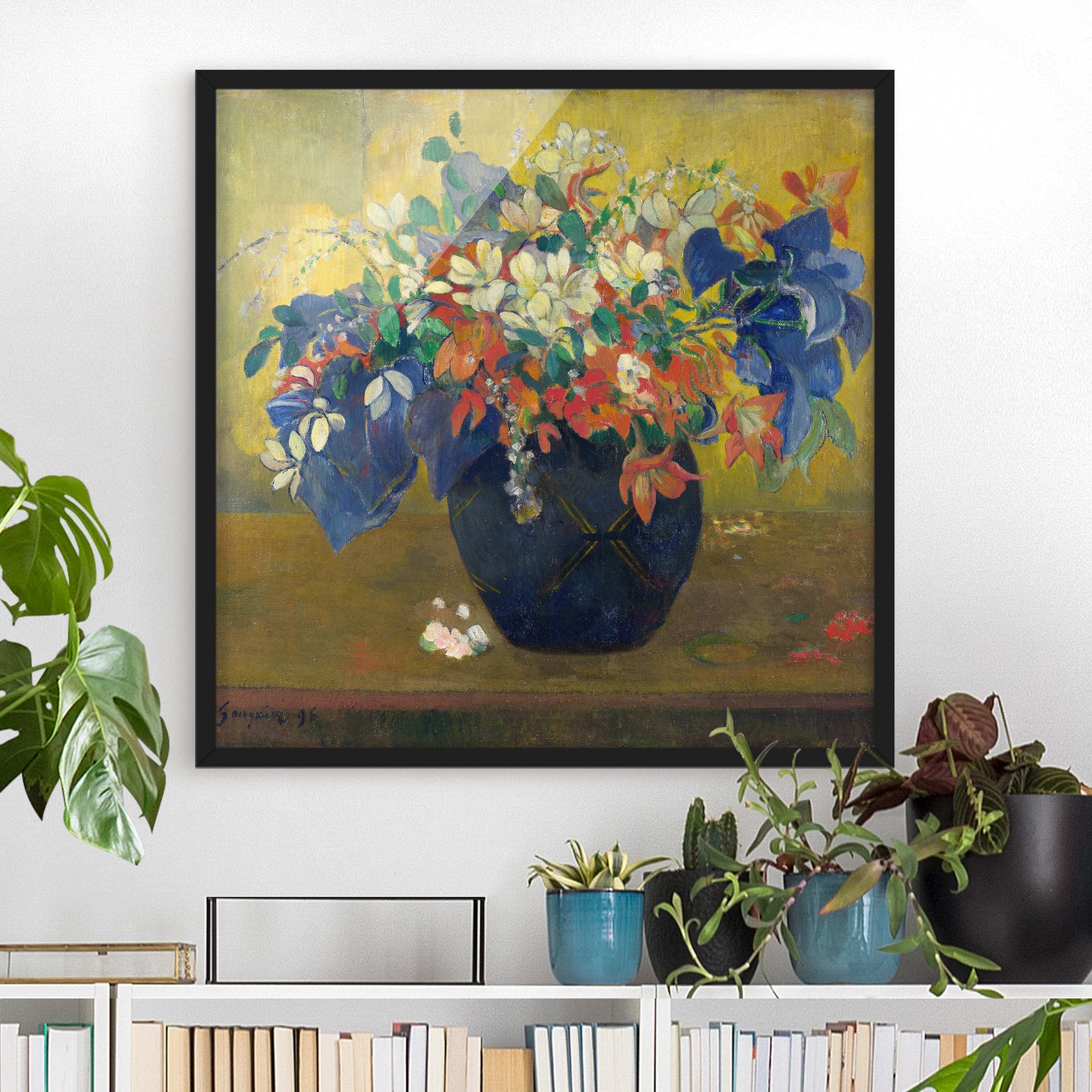 Bild mit Rahmen - Quadrat Paul Gauguin - Vase mit Blumen