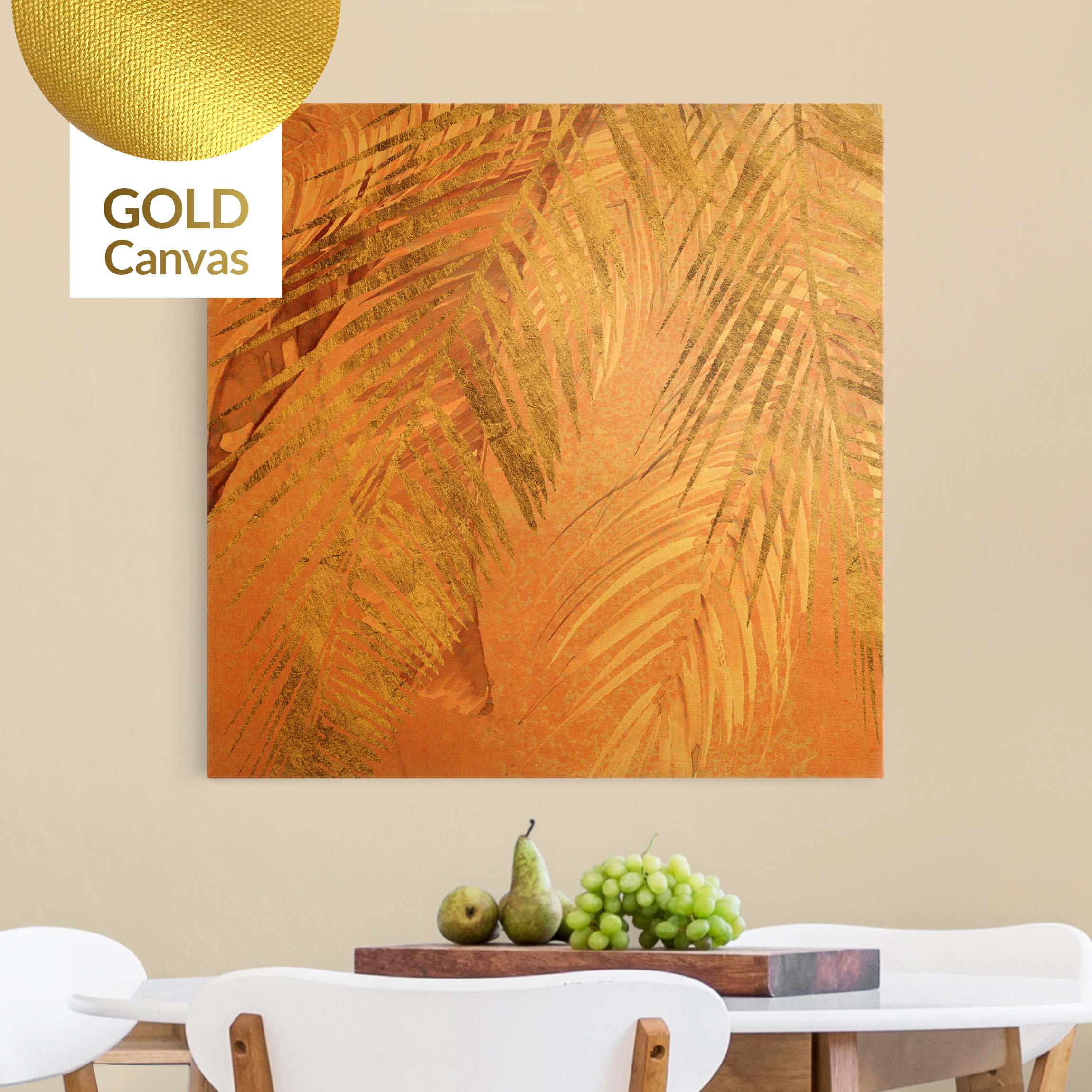 Leinwandbild Gold Palmenblätter Rosa und Gold III