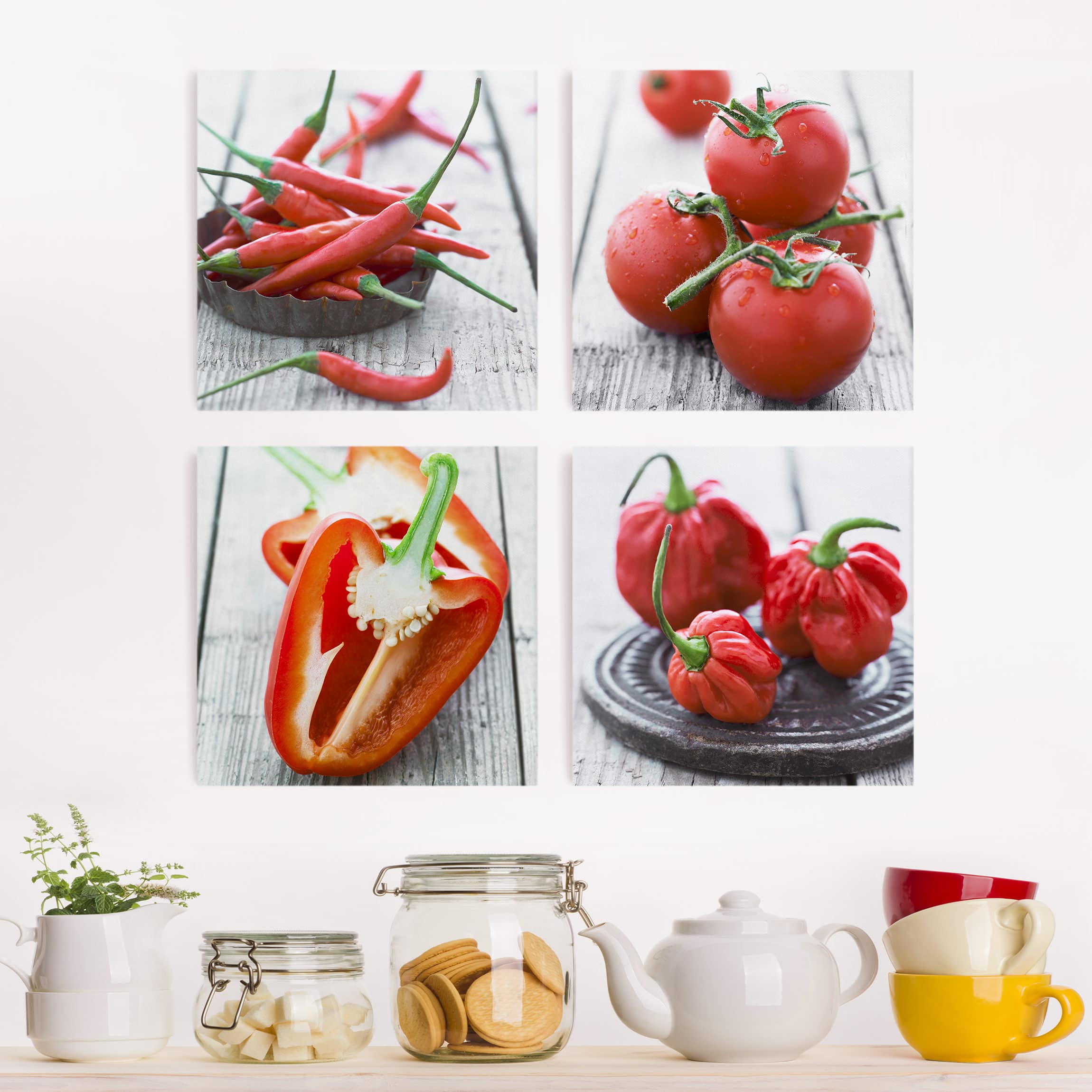 4-teiliges Leinwandbild Küche Rotes Gemüse