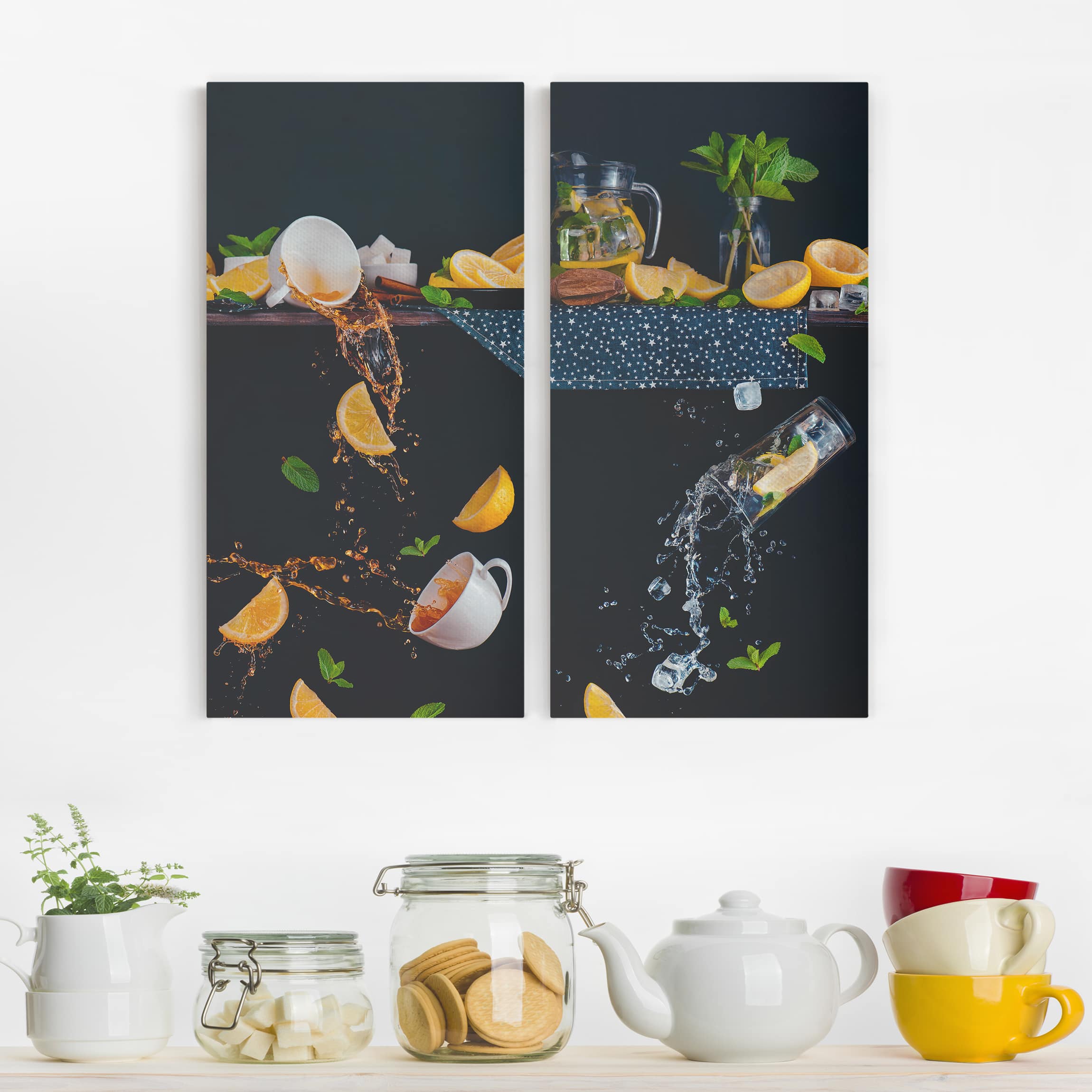 2-teiliges Leinwandbild Küche Citrus Splash