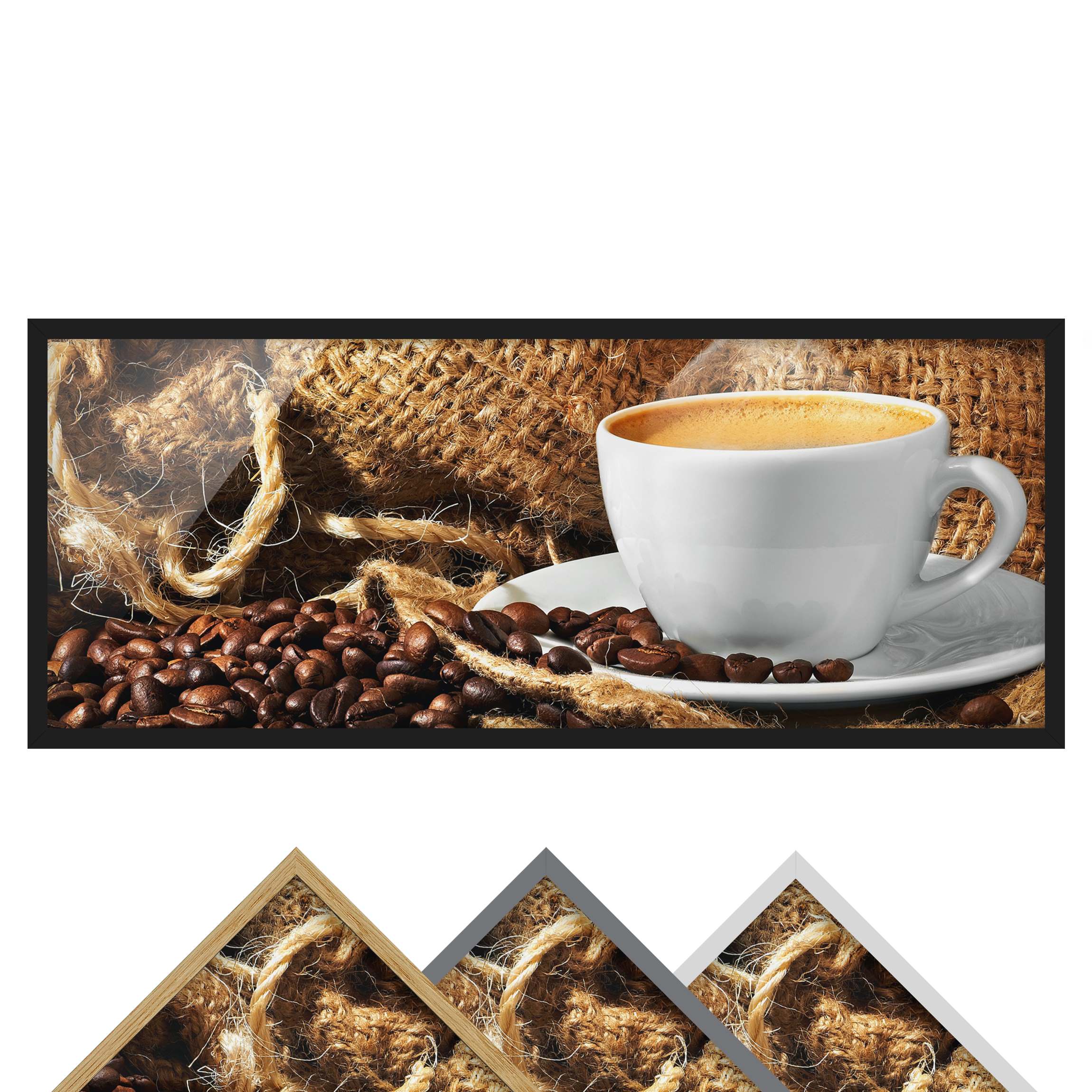 Bild mit Rahmen - Panorama Kaffee am Morgen