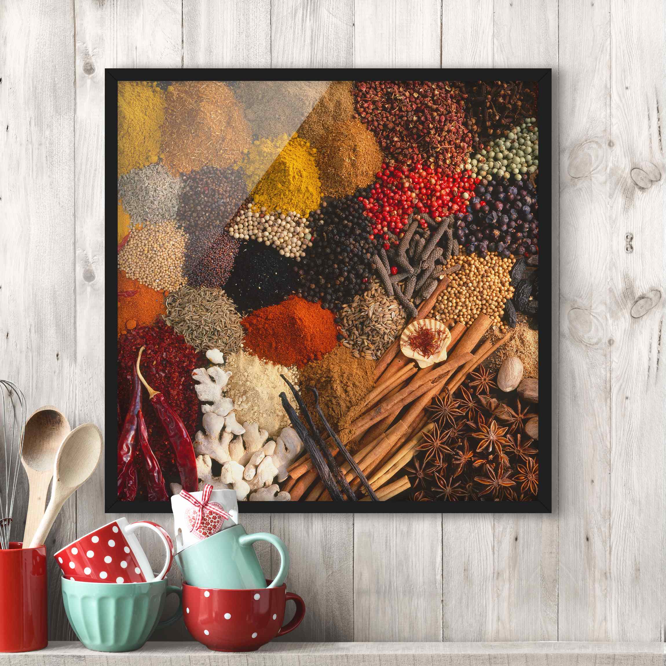 Küchenbild mit Rahmen Exotische Gewürze
