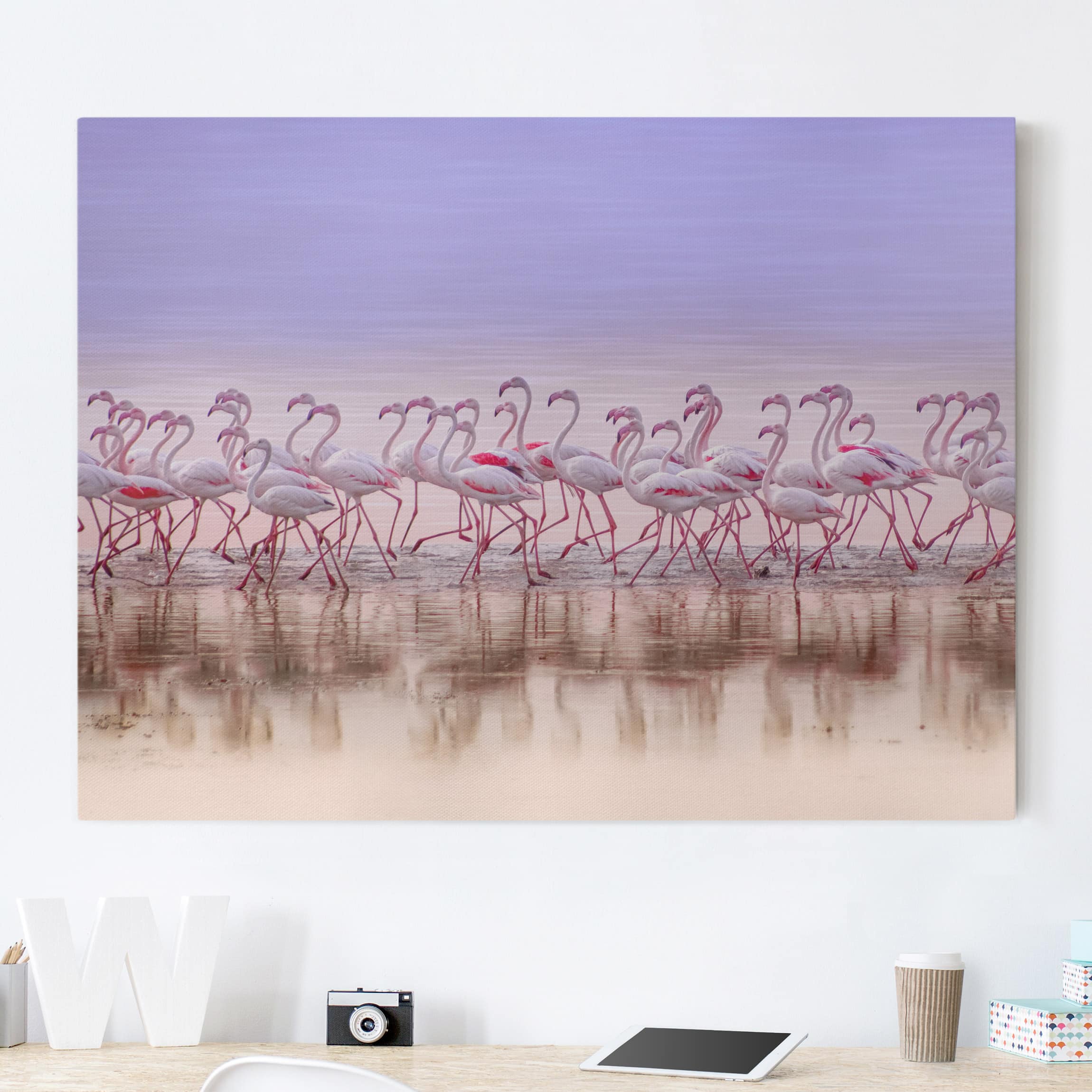 Leinwandbild Tiere Flamingo Party