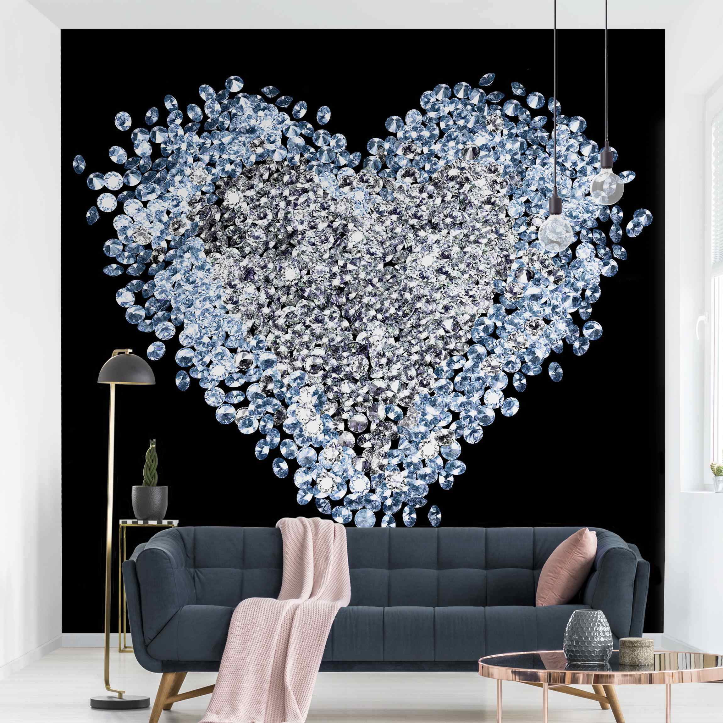 Mustertapete Diamant Herz
