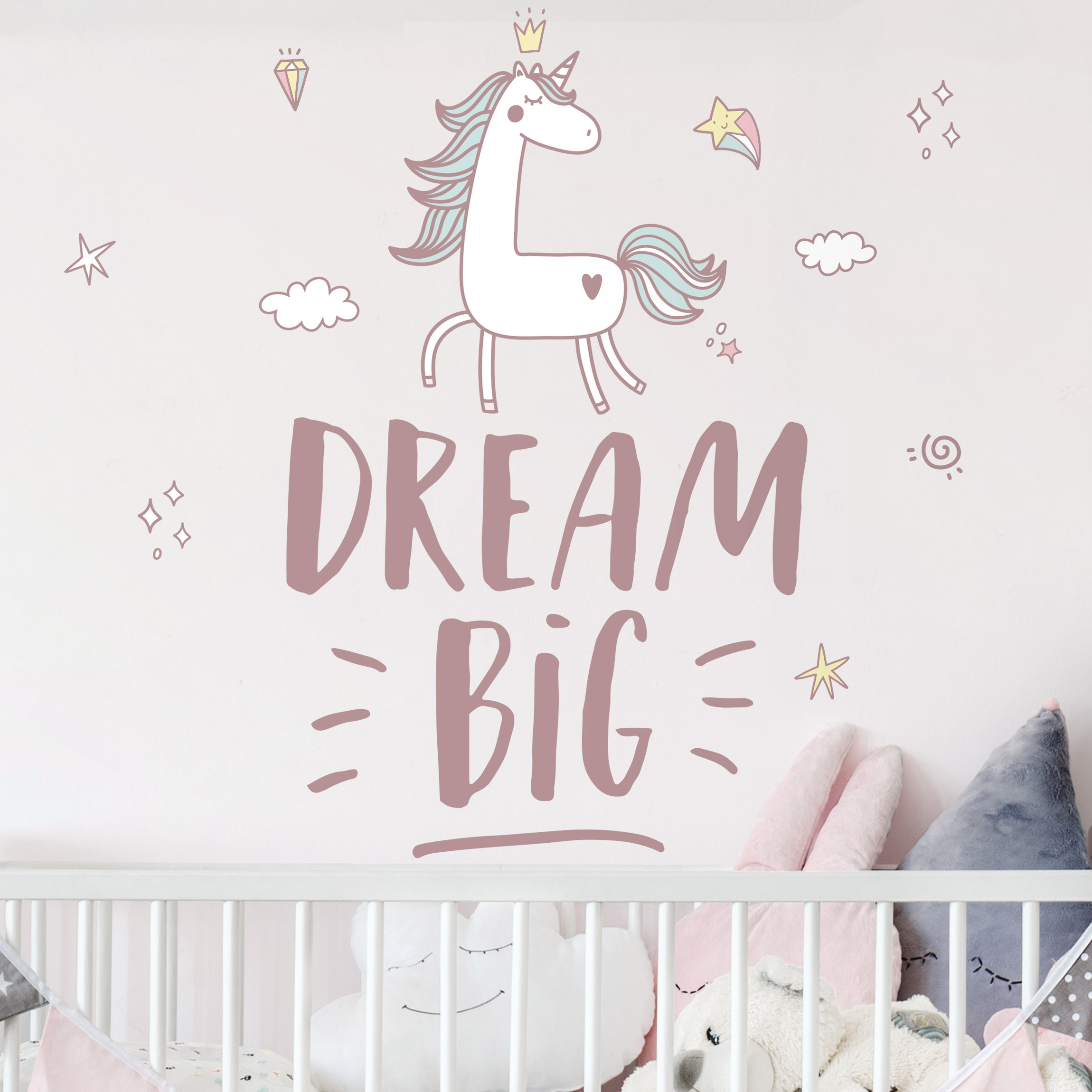 Wandtattoo Dream Big Einhorn