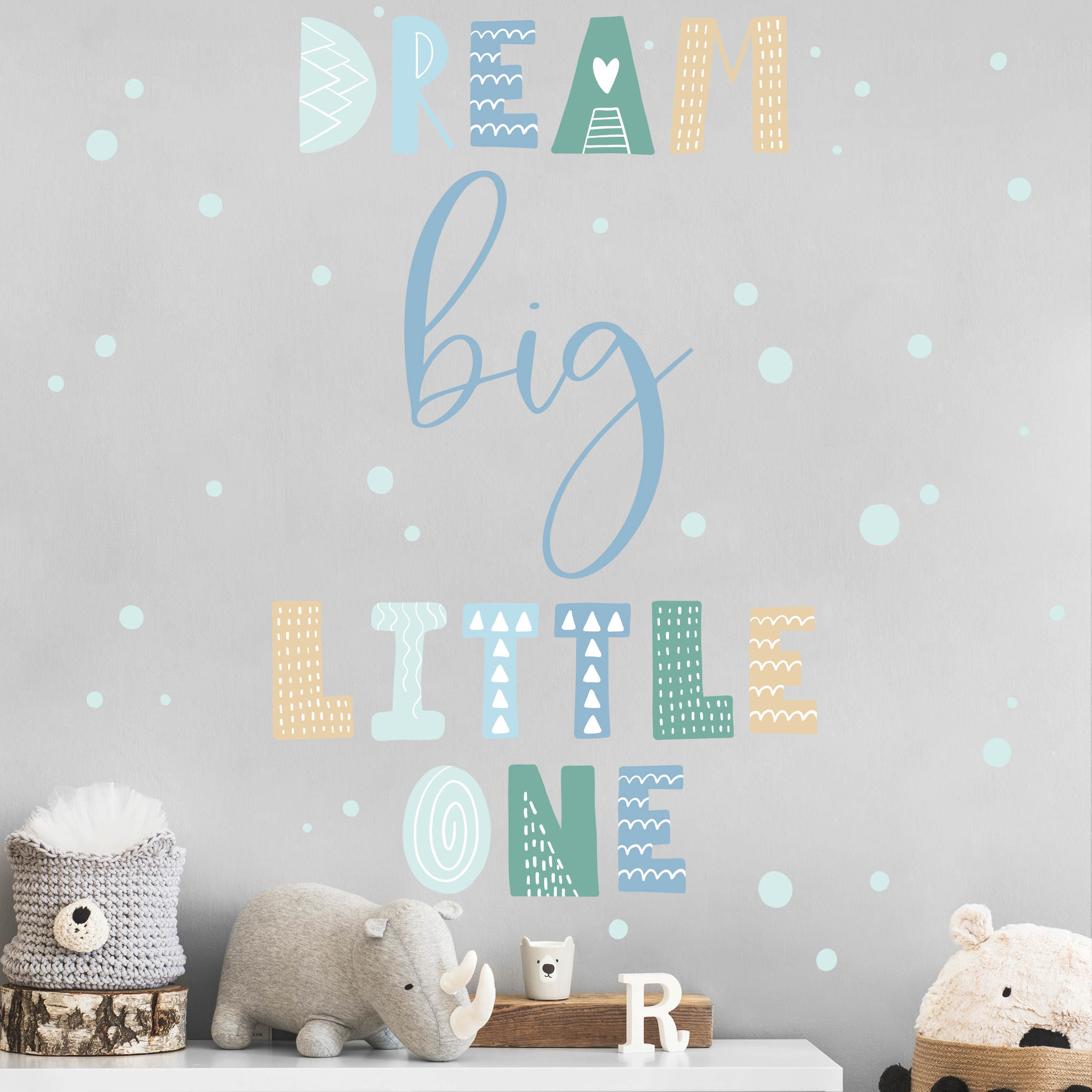 Wandtattoo Dream big little one Blau