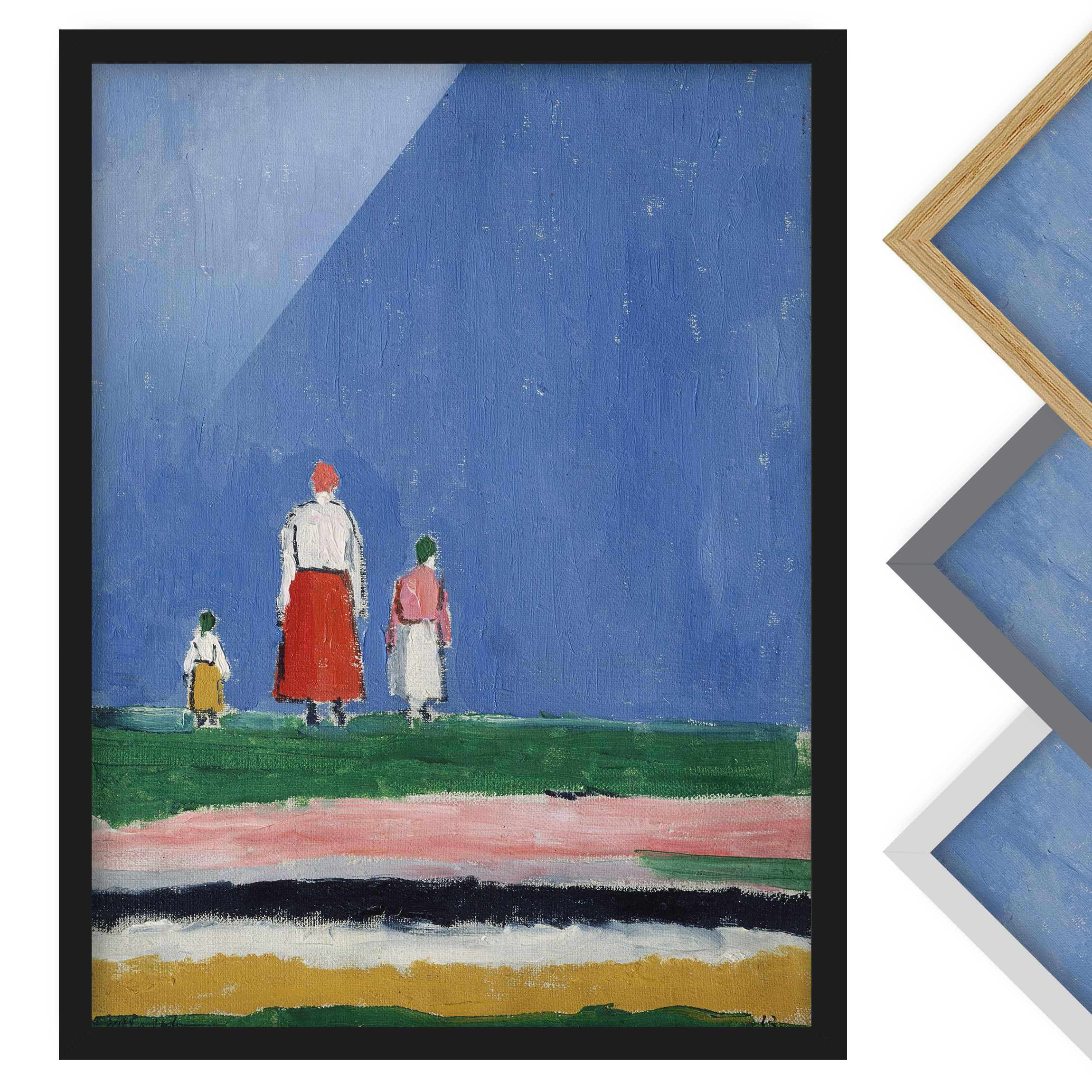 Kunstdruck mit Rahmen Kasimir Malewitsch - Drei Figuren