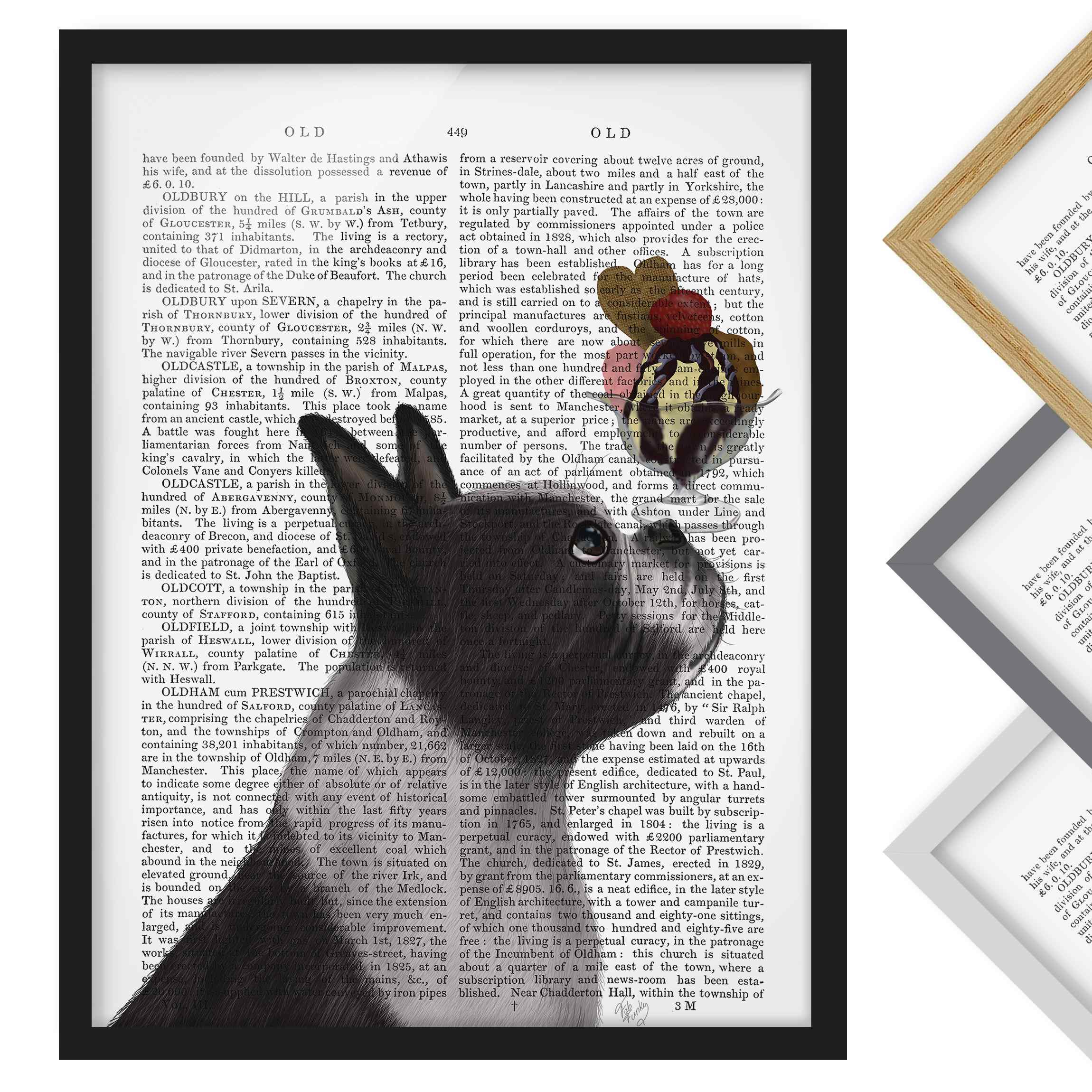 Bild mit Rahmen - Hochformat Tierlektüre - Terrier mit Eis