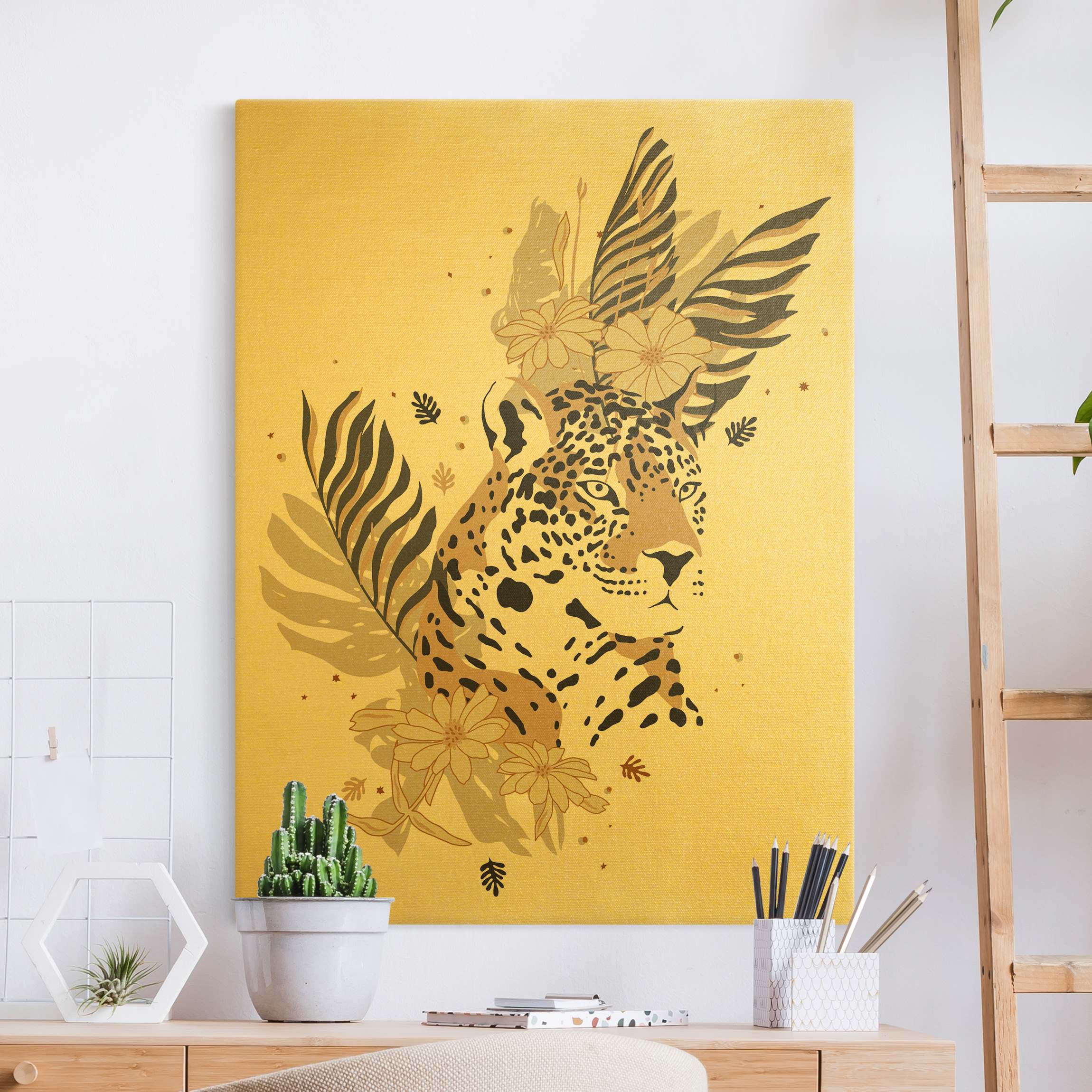 Leinwandbild Gold Safari Tiere - Portrait Leopard