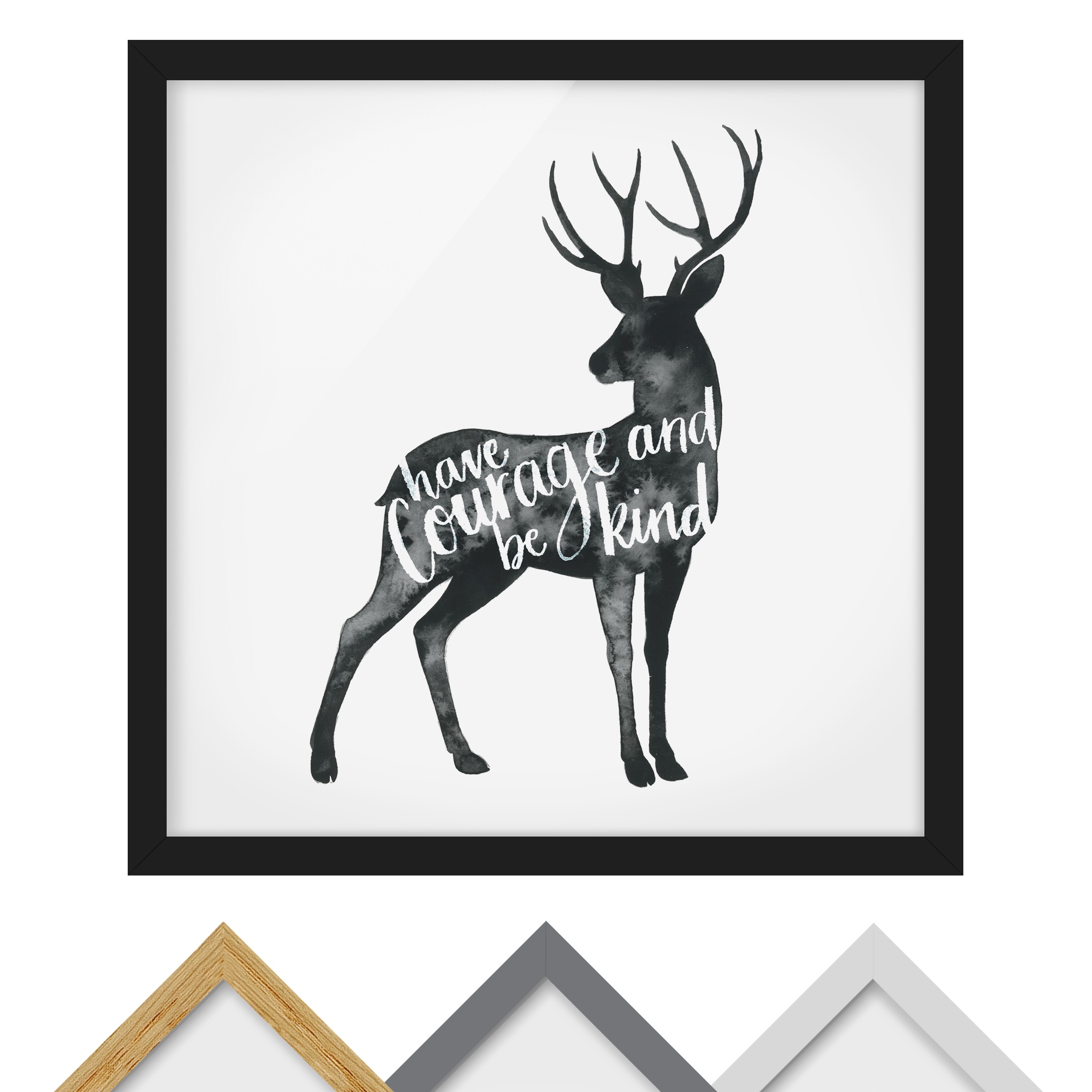 Bild mit Rahmen - Quadrat Tiere mit Weisheit - Hirsch