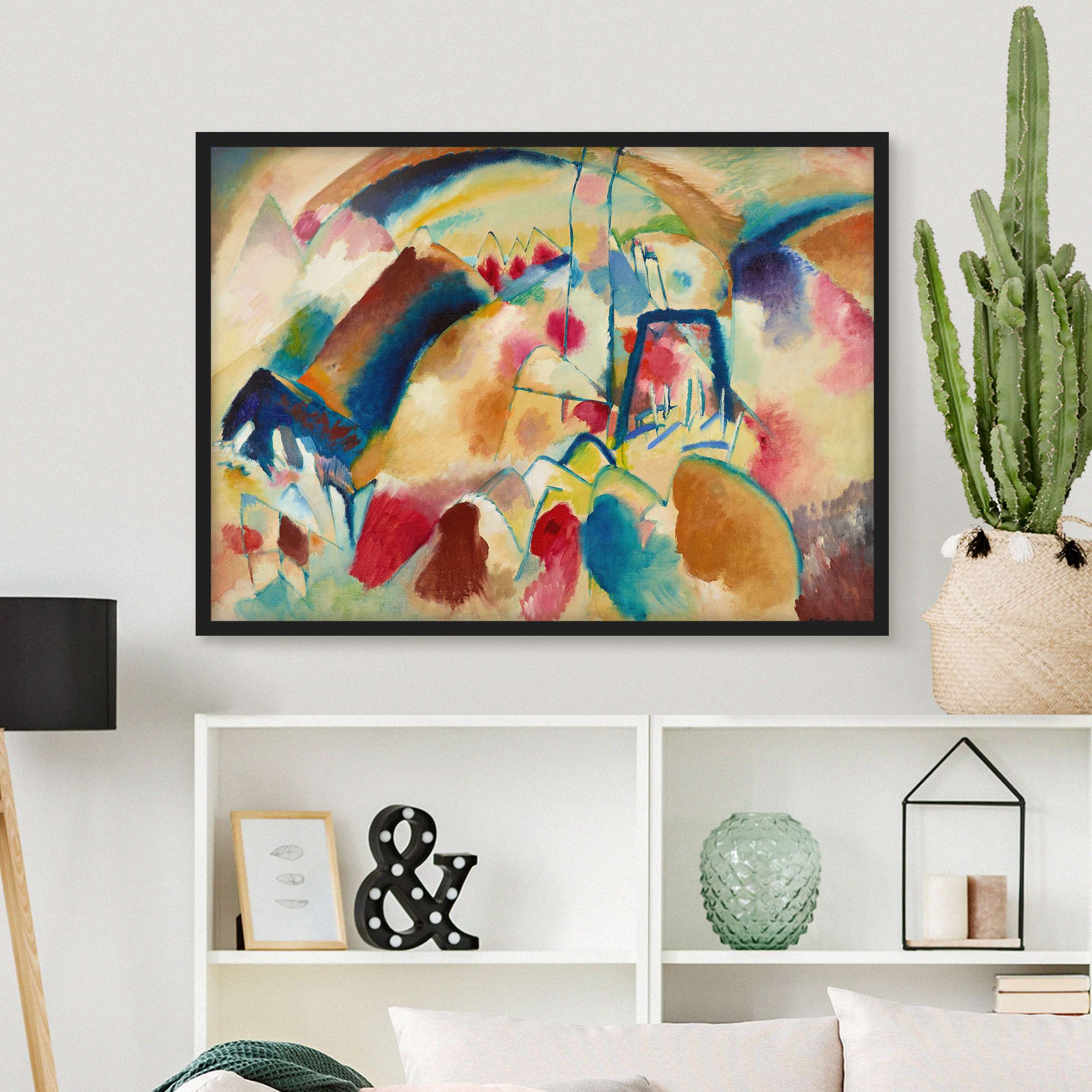 Bild mit Rahmen - Querformat Wassily Kandinsky - Landschaft mit Kirche