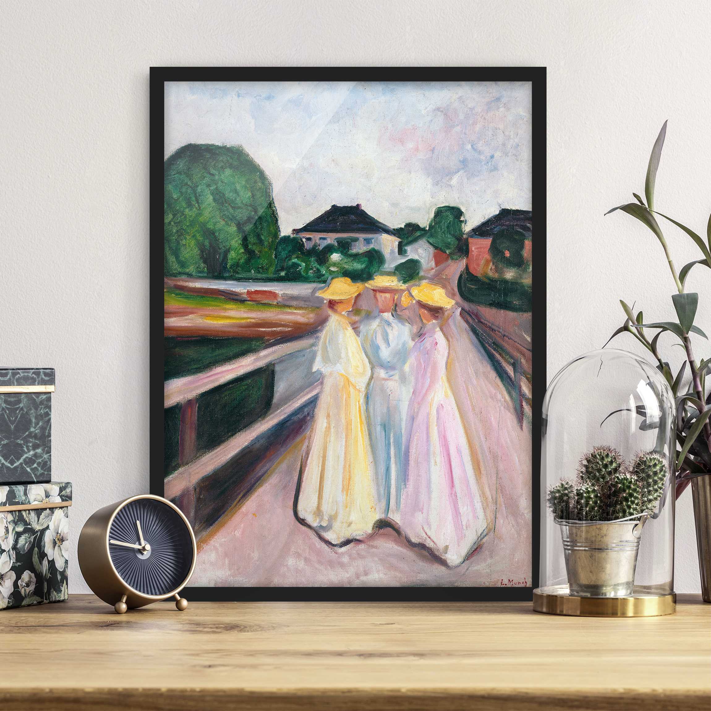 Kunstdruck mit Rahmen Edvard Munch - Drei Mädchen