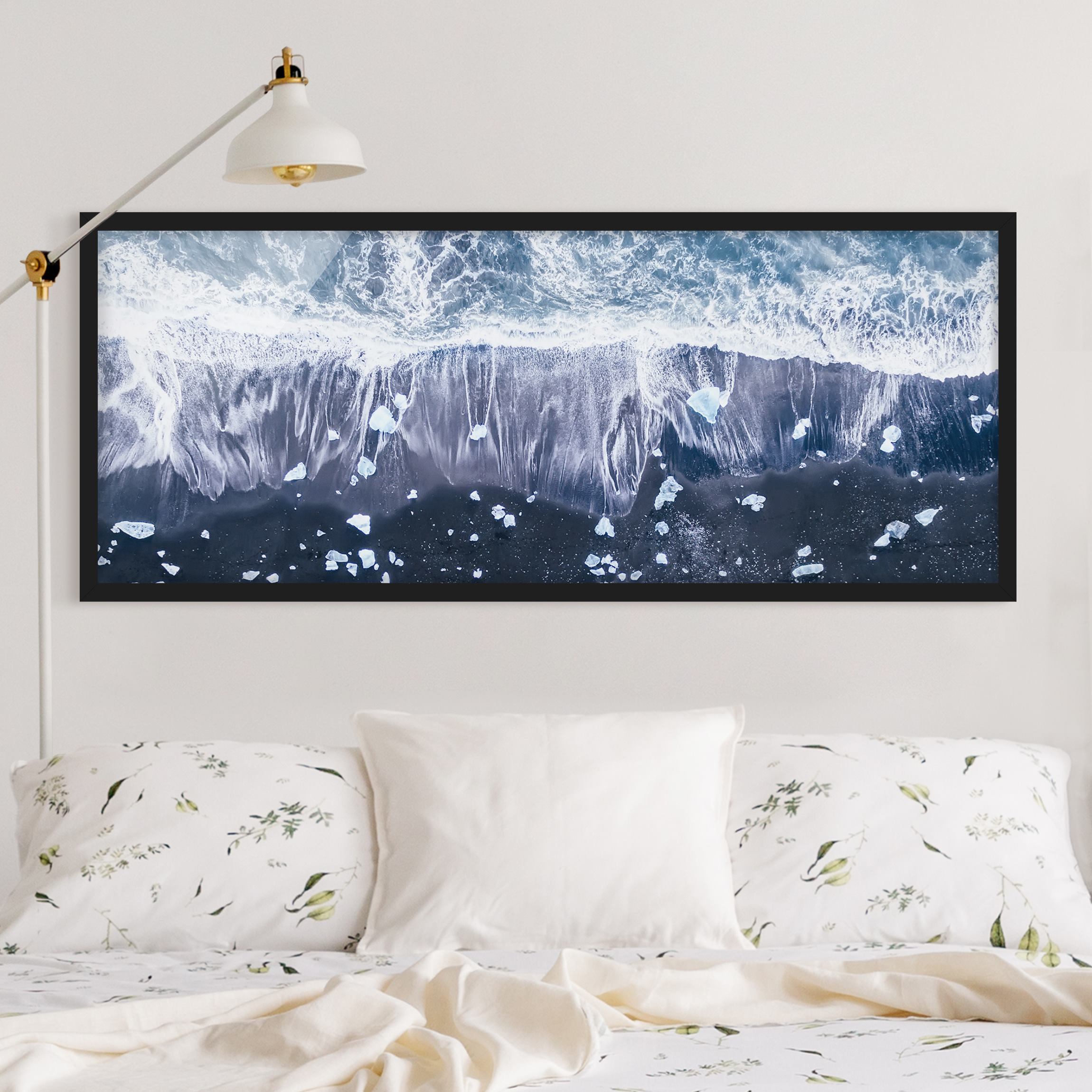 Bild mit Rahmen - Panorama Luftbild - Jökulsárlón in Island