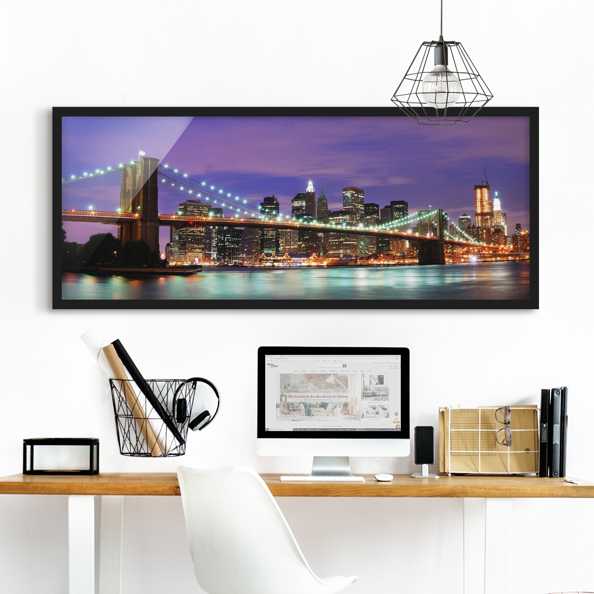 Architektur & Skyline Bild mit Rahmen Brooklyn Bridge in New York City