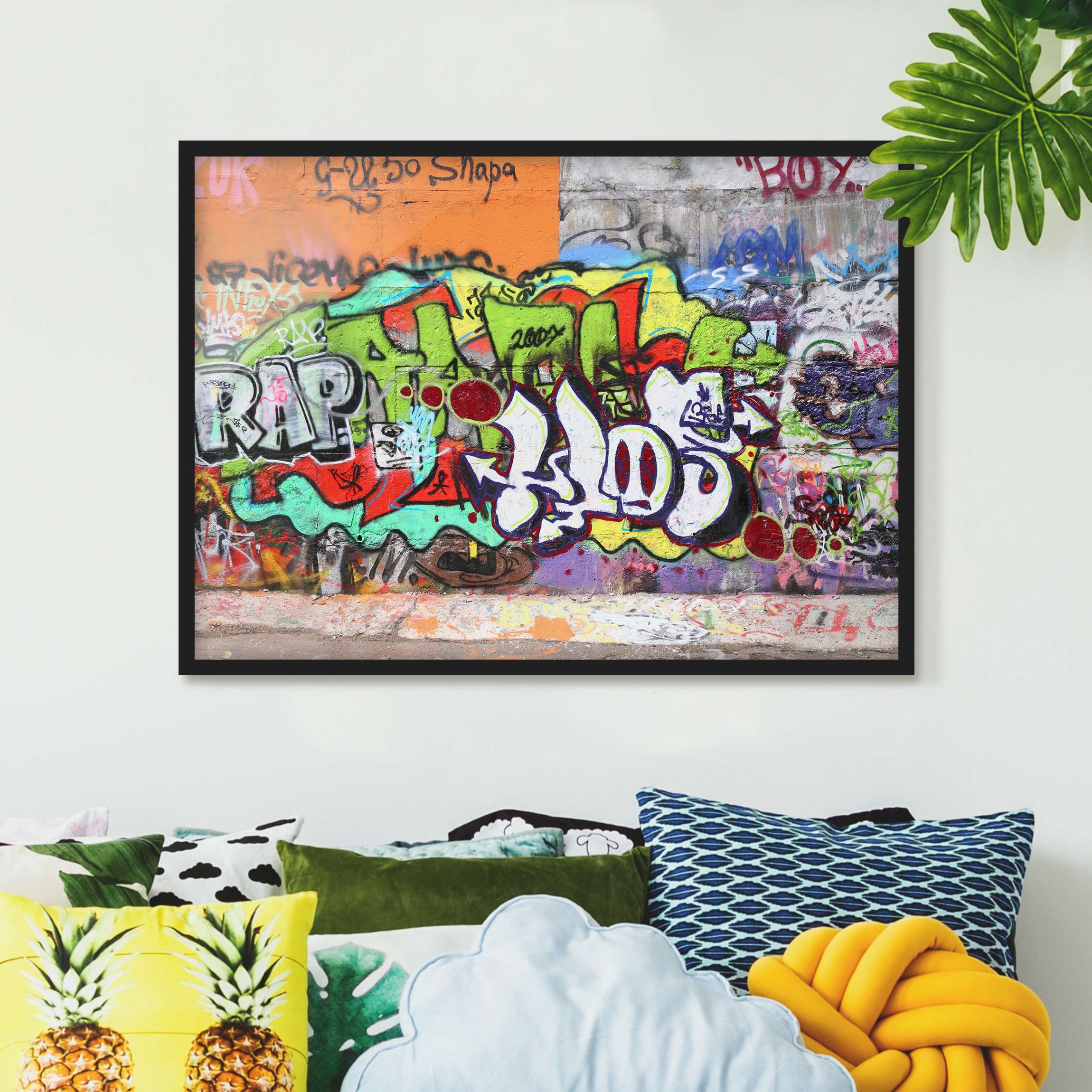 Bild mit Rahmen - Querformat Graffiti Wall