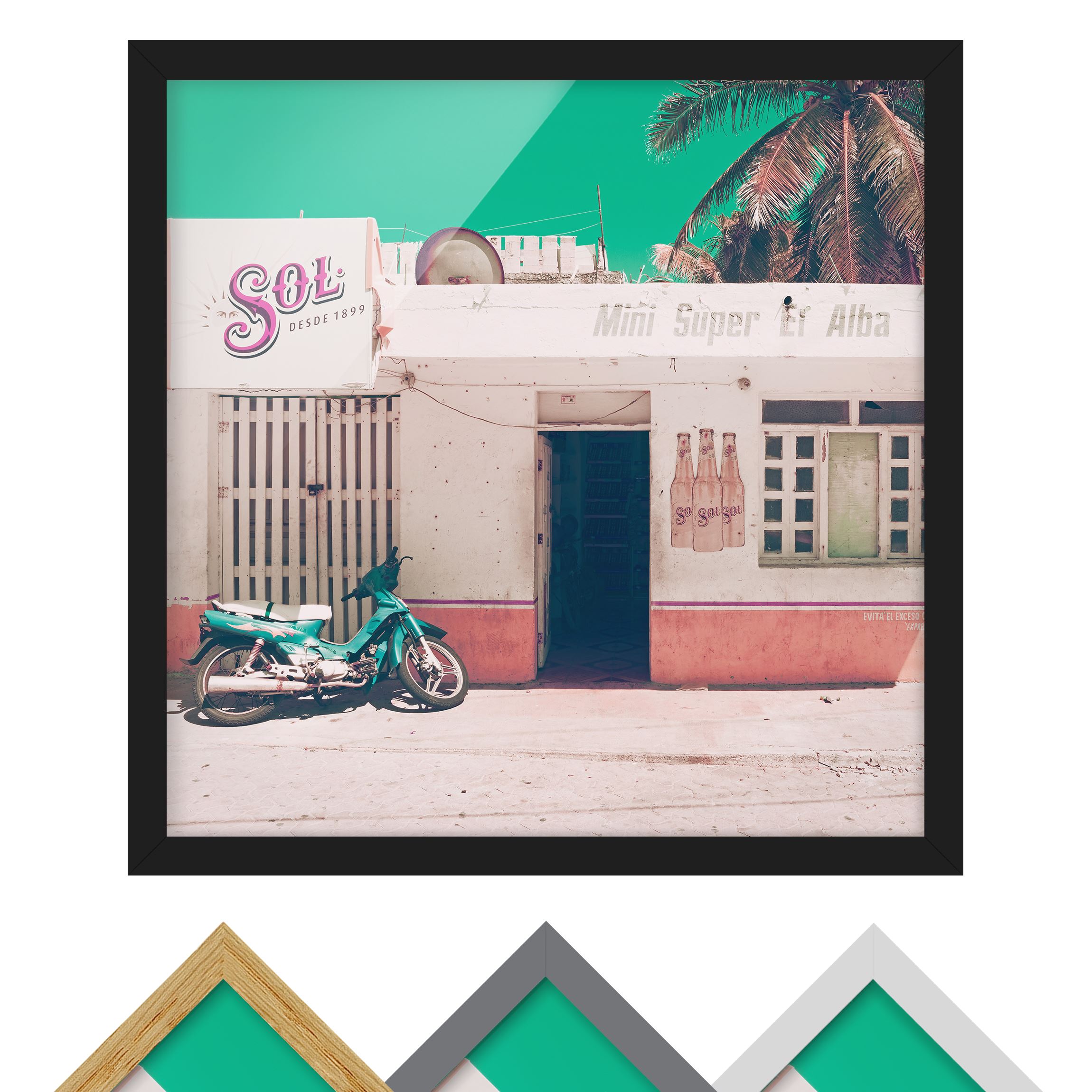 Bild mit Rahmen - Quadrat Mini Supermarkt Vintage