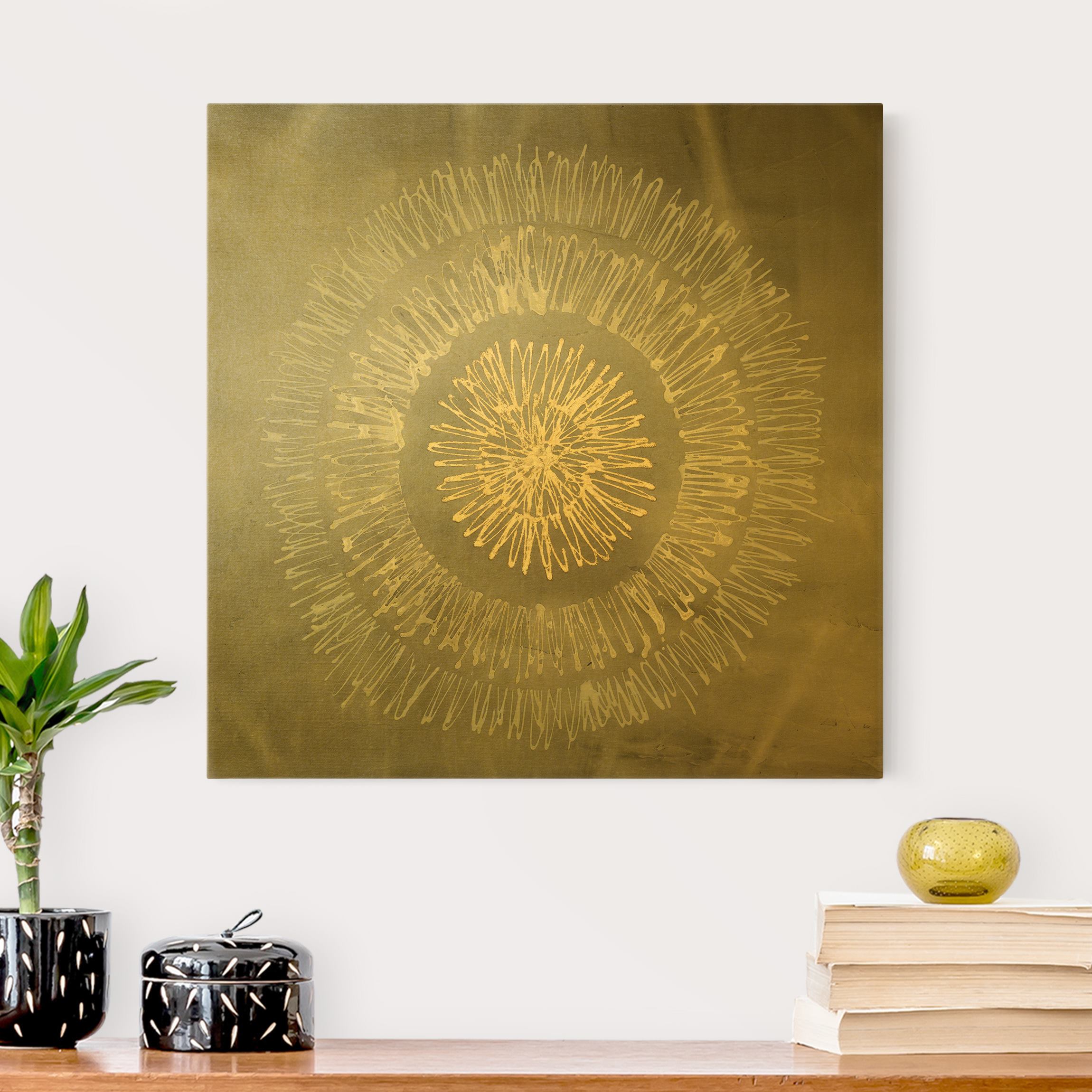 Leinwandbild Gold Polarstern Grau Gold I