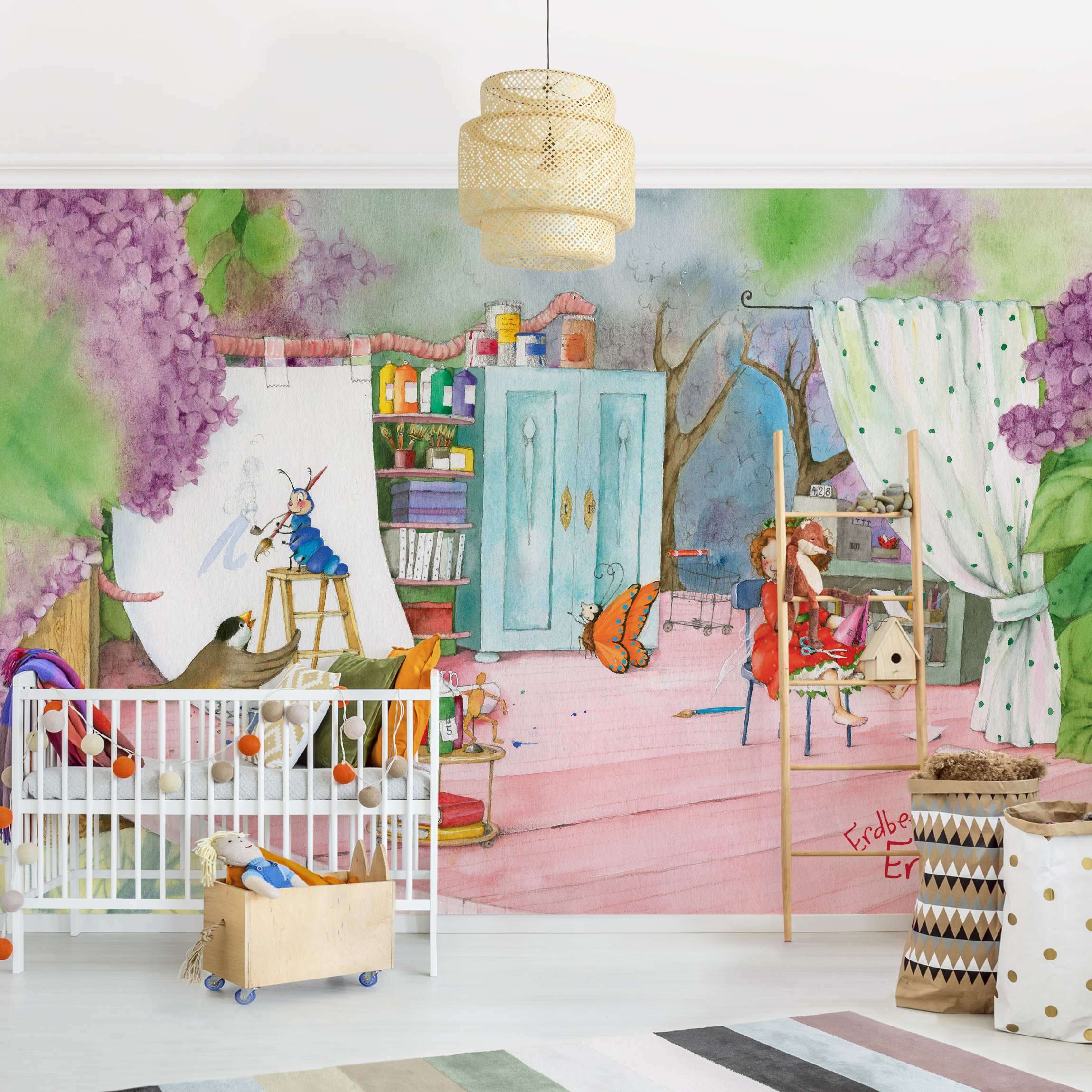 Fototapete Kinderzimmer Erdbeerinchen Erdbeerfee - Bastelstunde