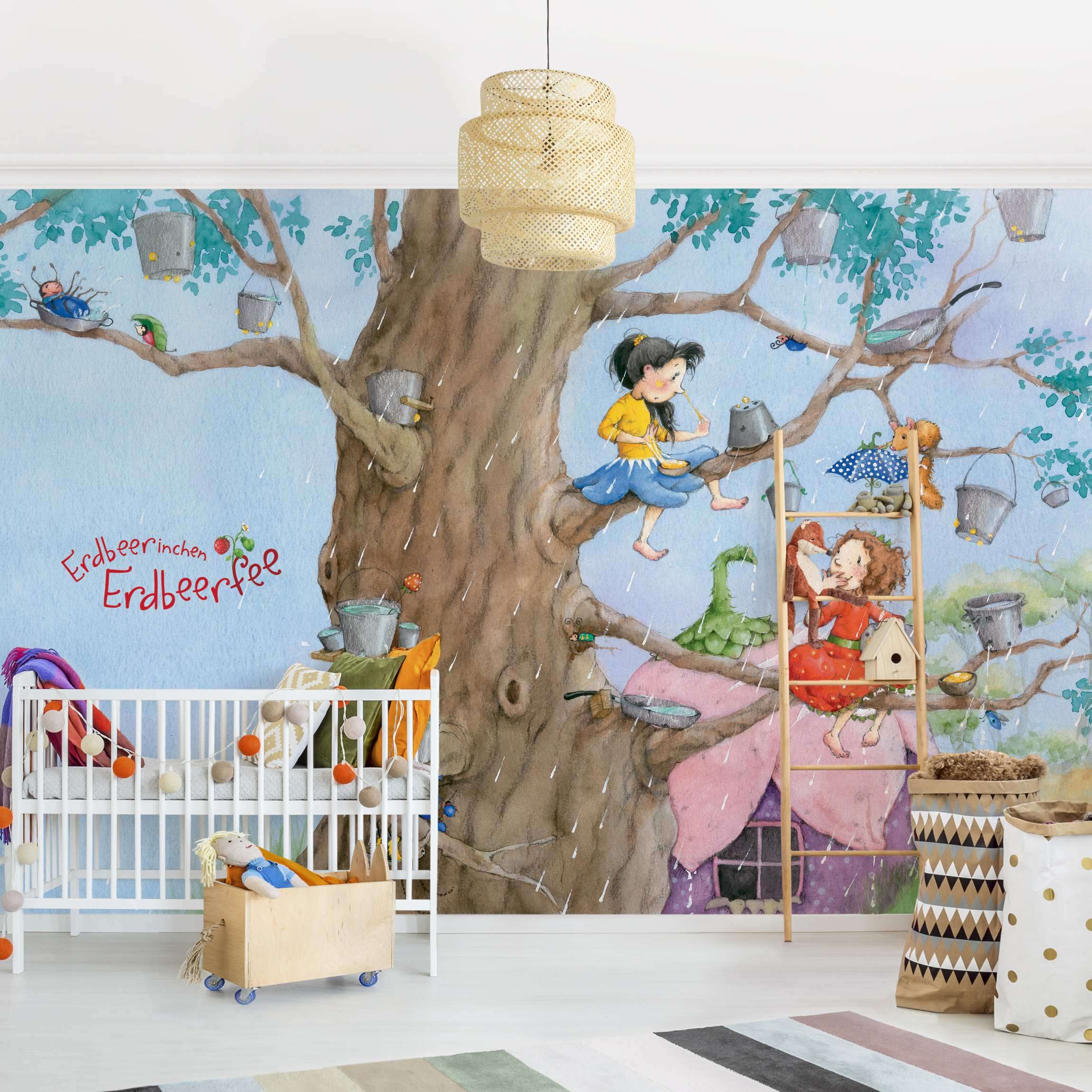 Fototapete Kinderzimmer Erdbeerinchen Erdbeerfee - Es Regnet