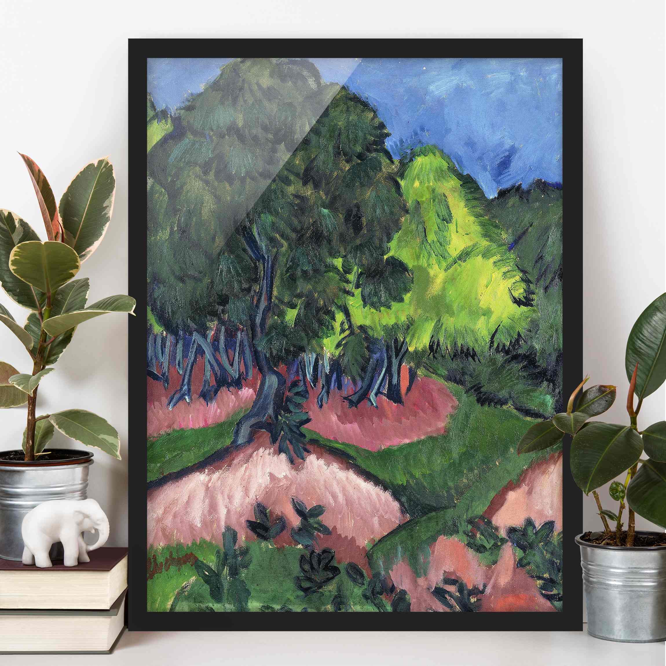 Bild mit Rahmen - Hochformat Ernst Ludwig Kirchner - Landschaft mit Kastanienbaum