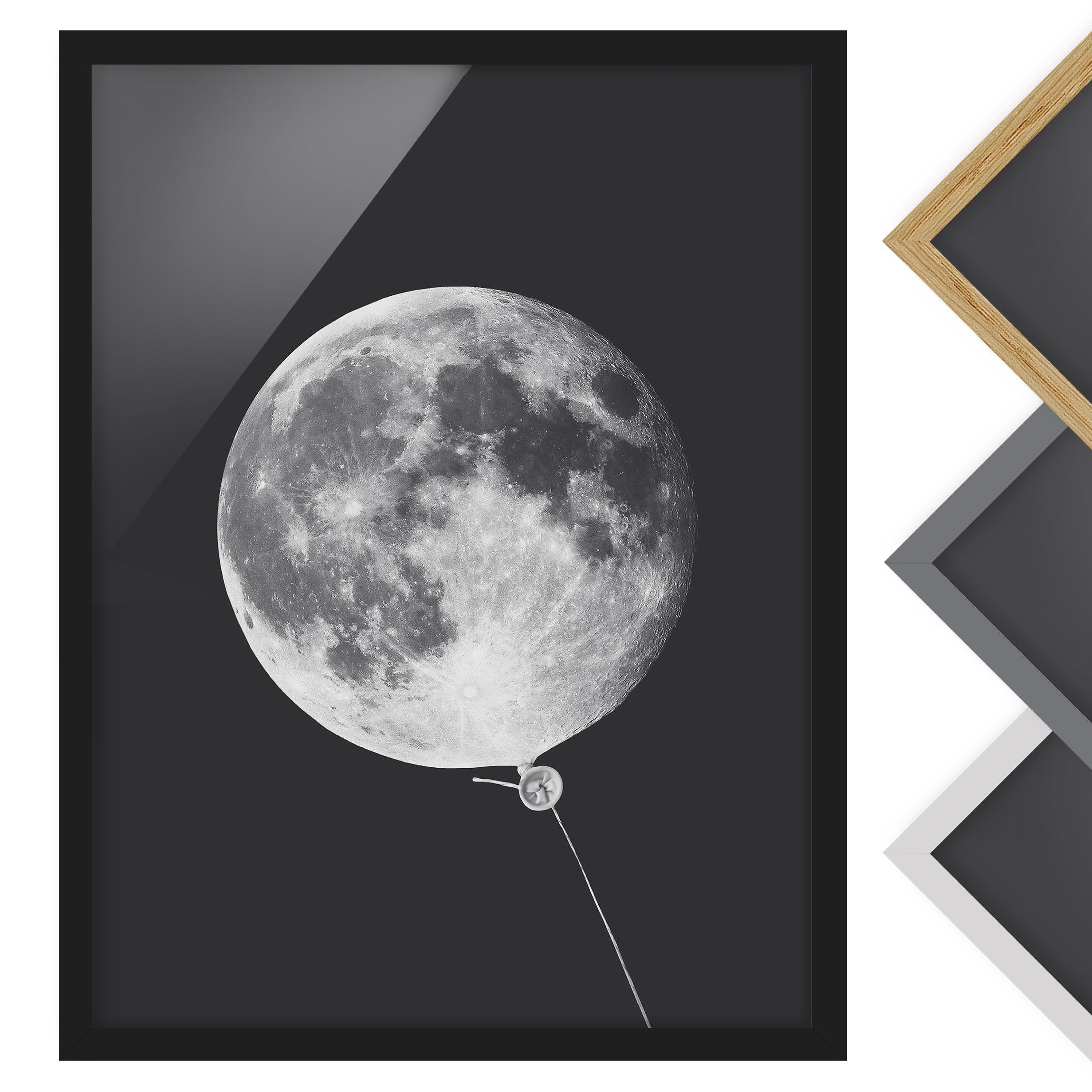 Bild mit Rahmen - Hochformat Luftballon mit Mond
