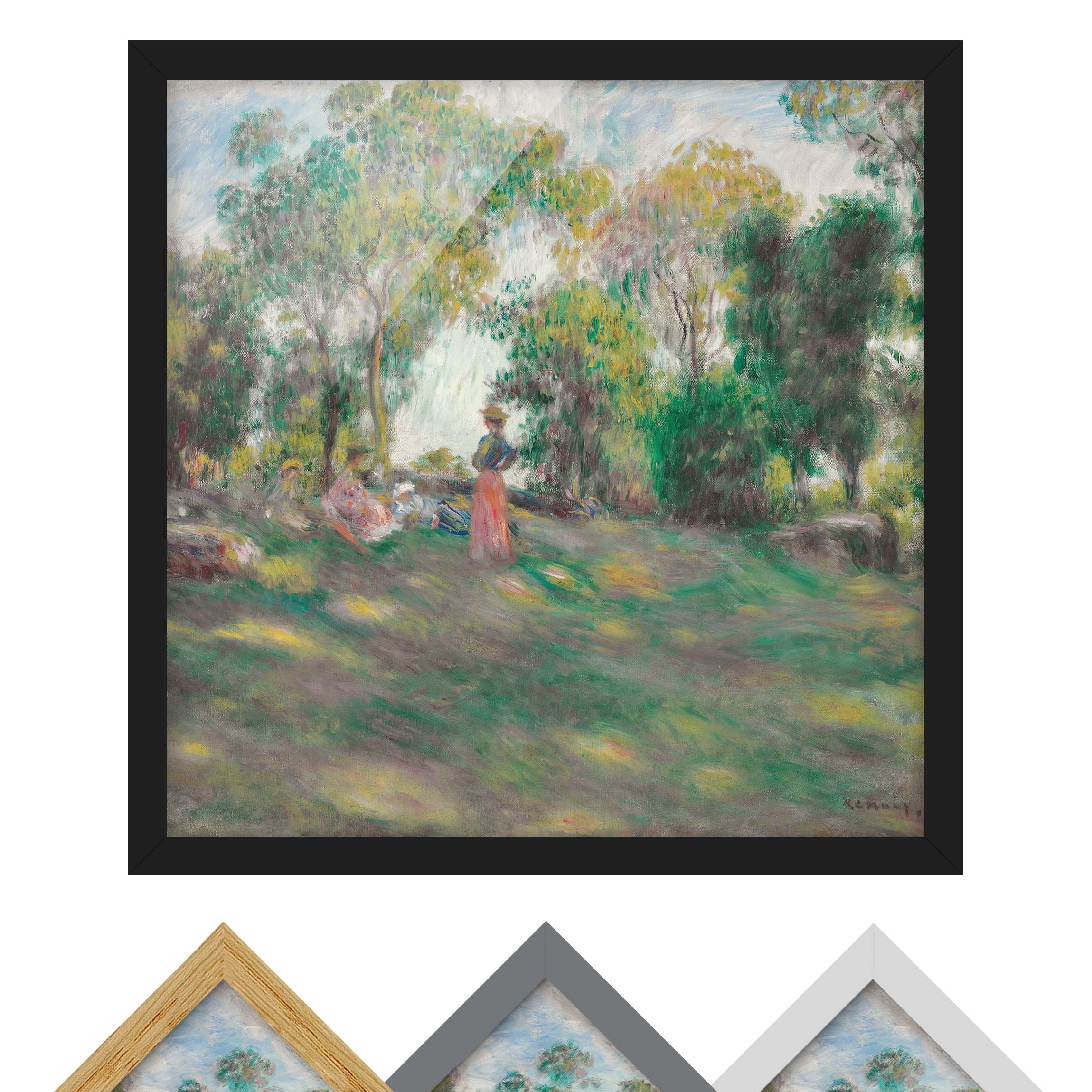 Bild mit Rahmen - Quadrat Auguste Renoir - Landschaft mit Figuren