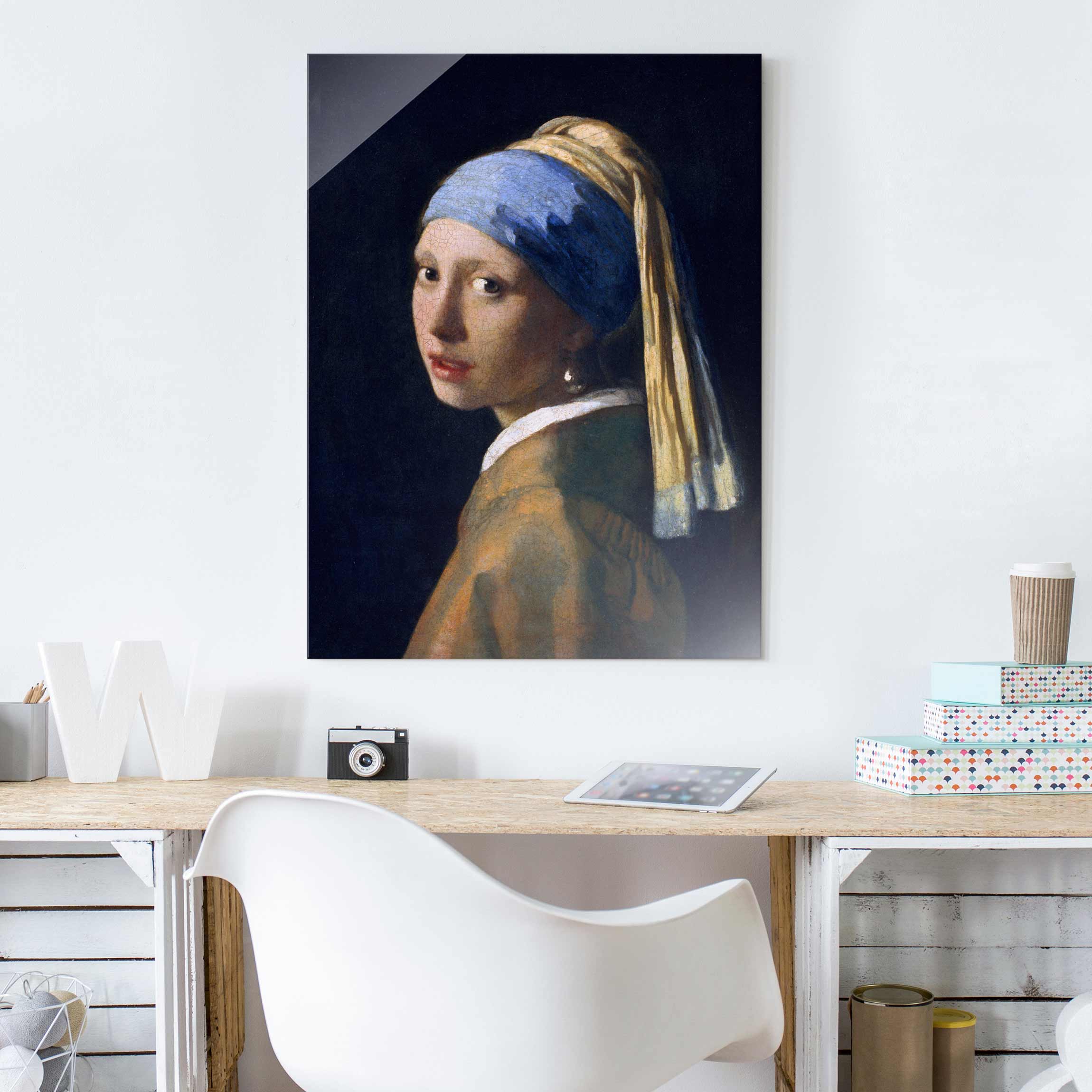 Glasbild - Hochformat Jan Vermeer van Delft - Das Mädchen mit dem Perlenohrgehänge