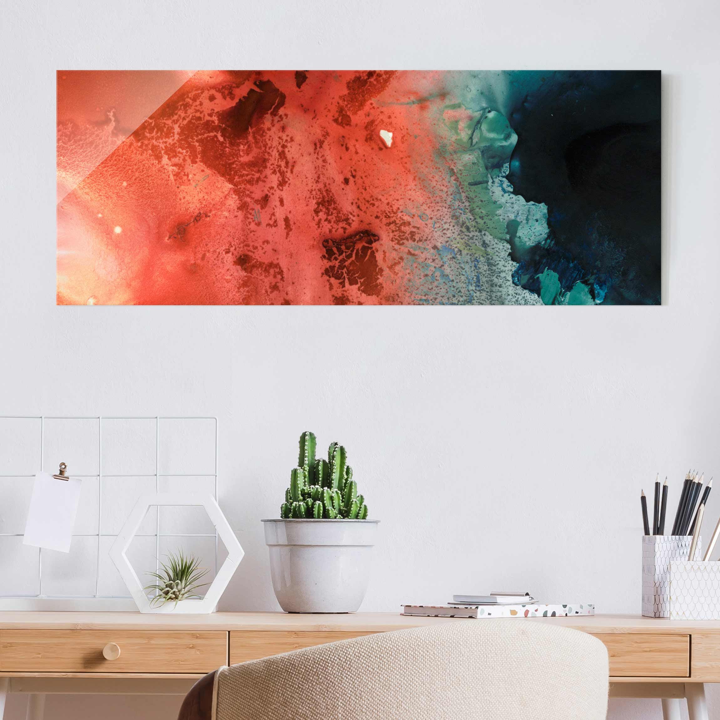 Glasbild Farbige Wasserspiele