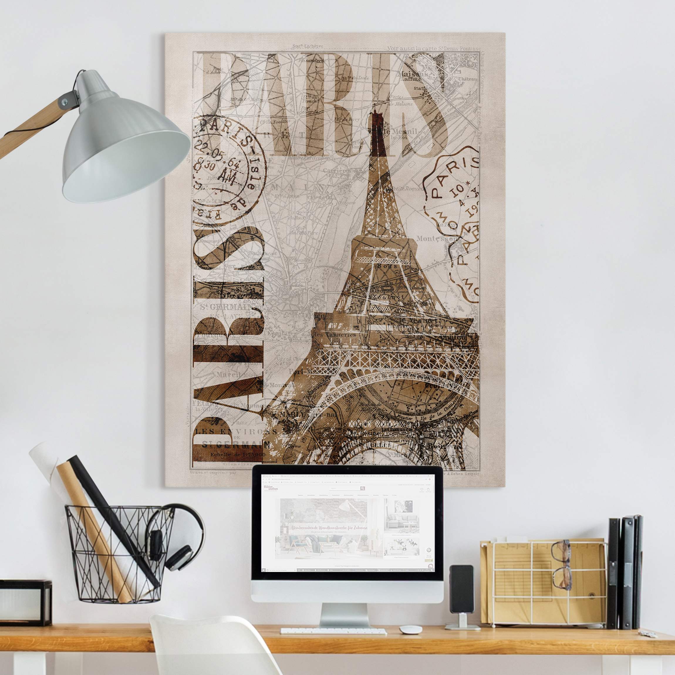 Leinwandbild Shabby Chic Collage - Paris