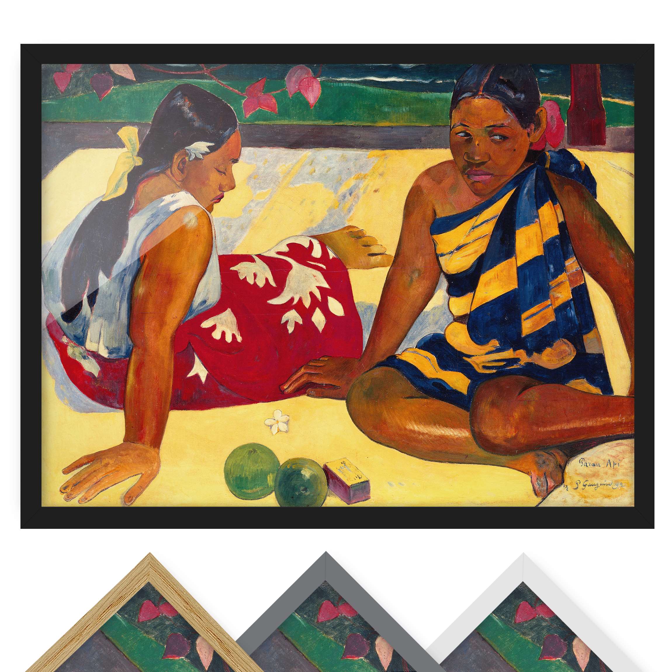 Kunstdruck mit Rahmen Paul Gauguin - Frauen von Tahiti