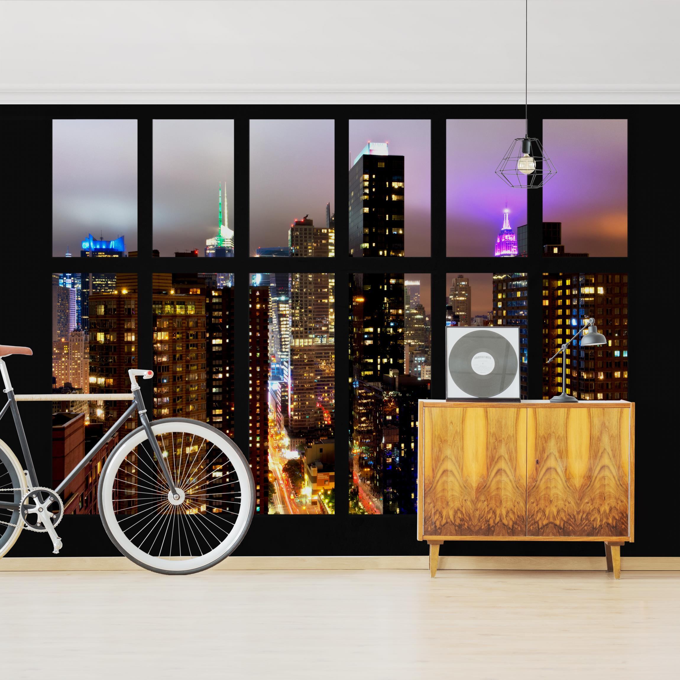Fototapete Fenster New York Mondlicht