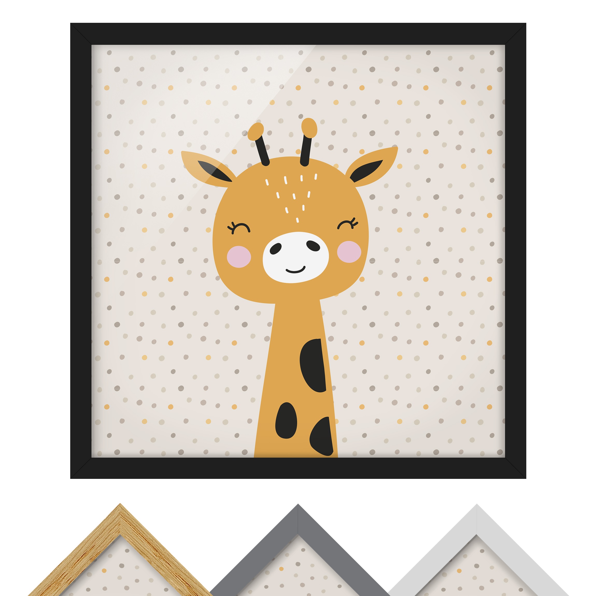 Bild mit Rahmen - Quadrat Baby Giraffe