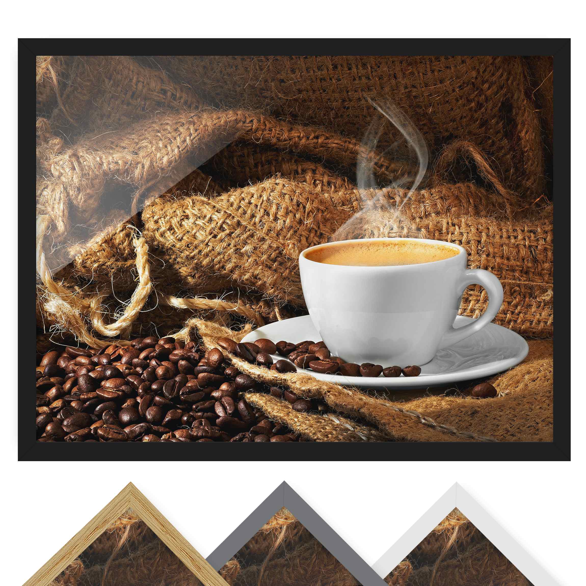 Küchenbild mit Rahmen Kaffee am Morgen